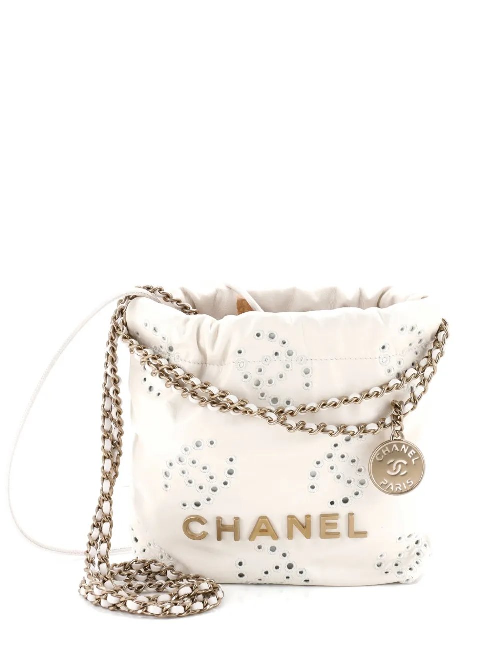 22 Chain Hobo CC Eyelet Embroidered Calfskin Mini crossbody bag