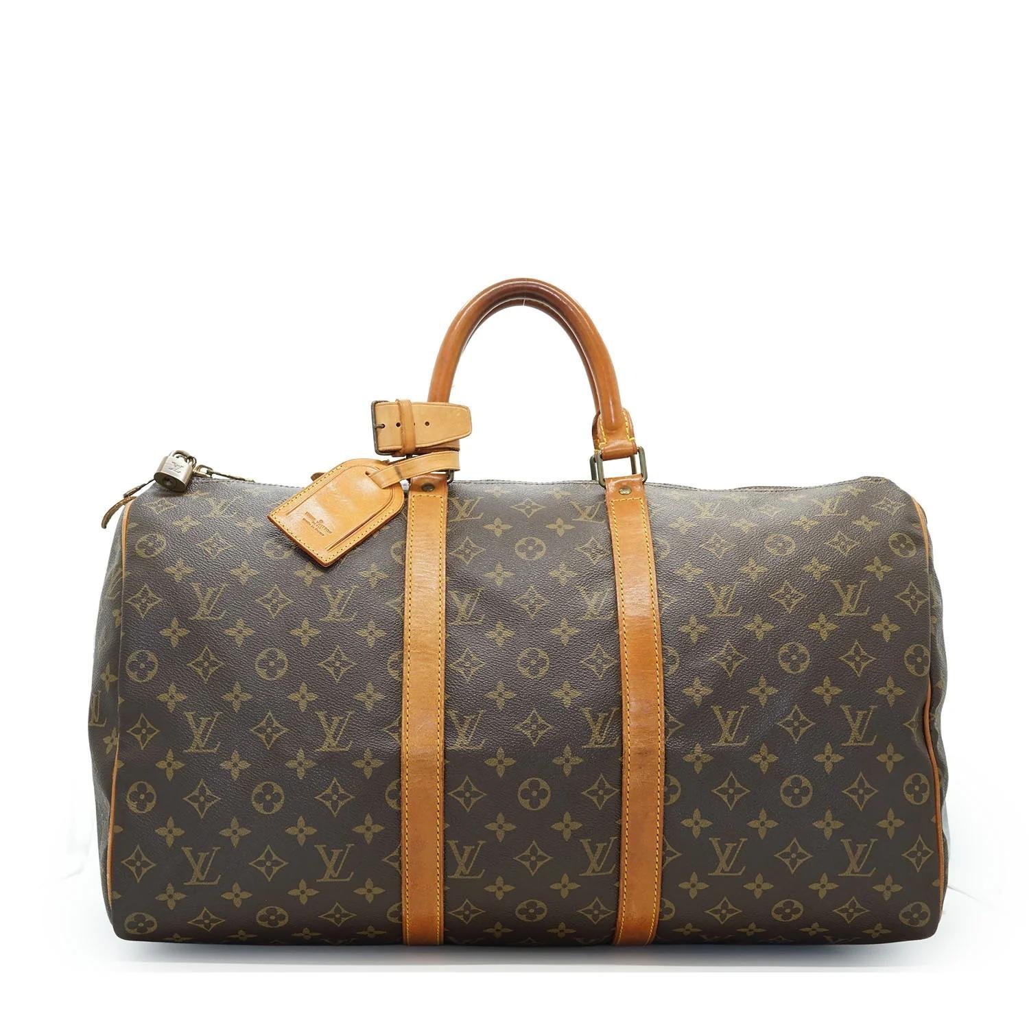 Louis Vuitton Keepall leather travel bag