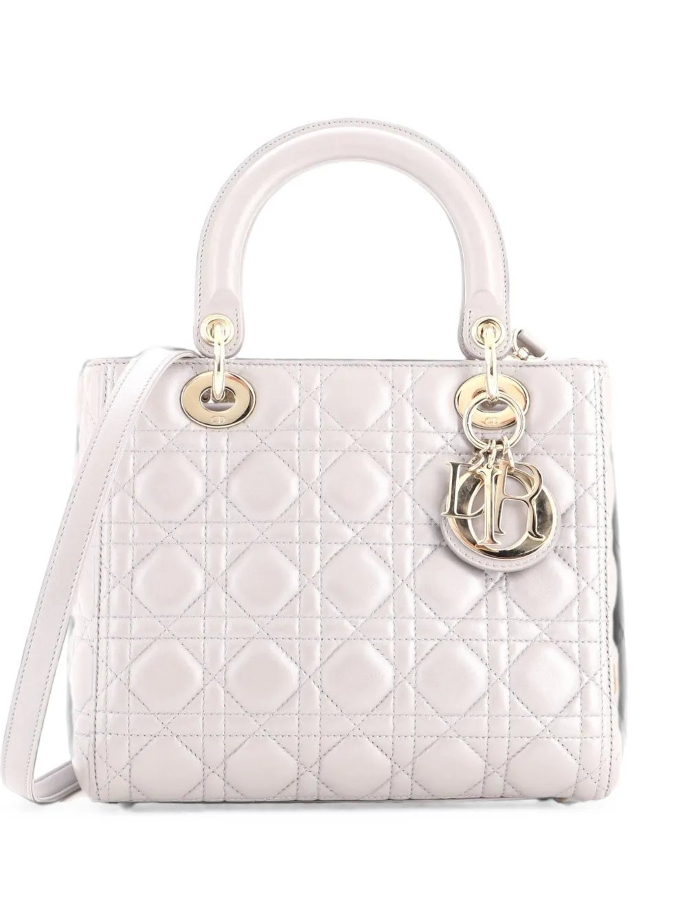 Lady Dior Bag Cannage Quilt Metallic Leather Medium satchel