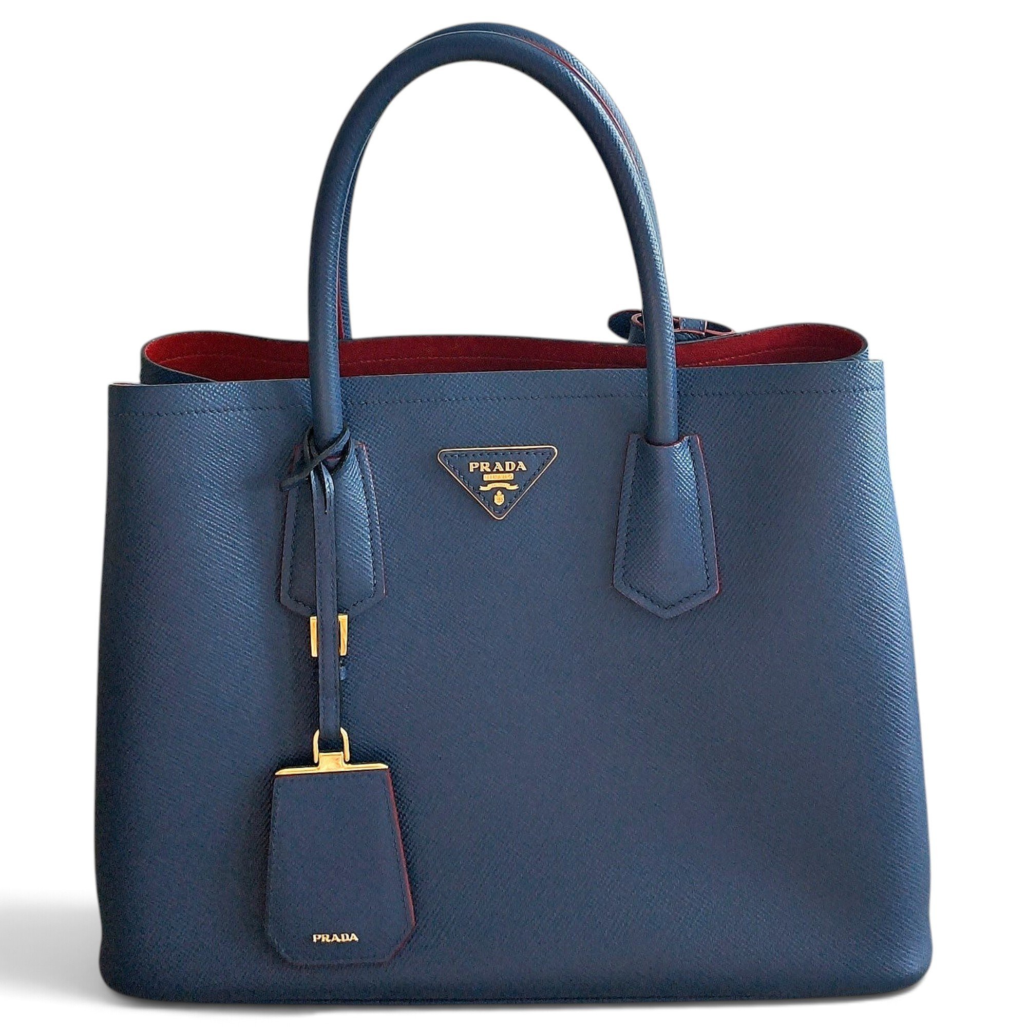 Double leather handbag