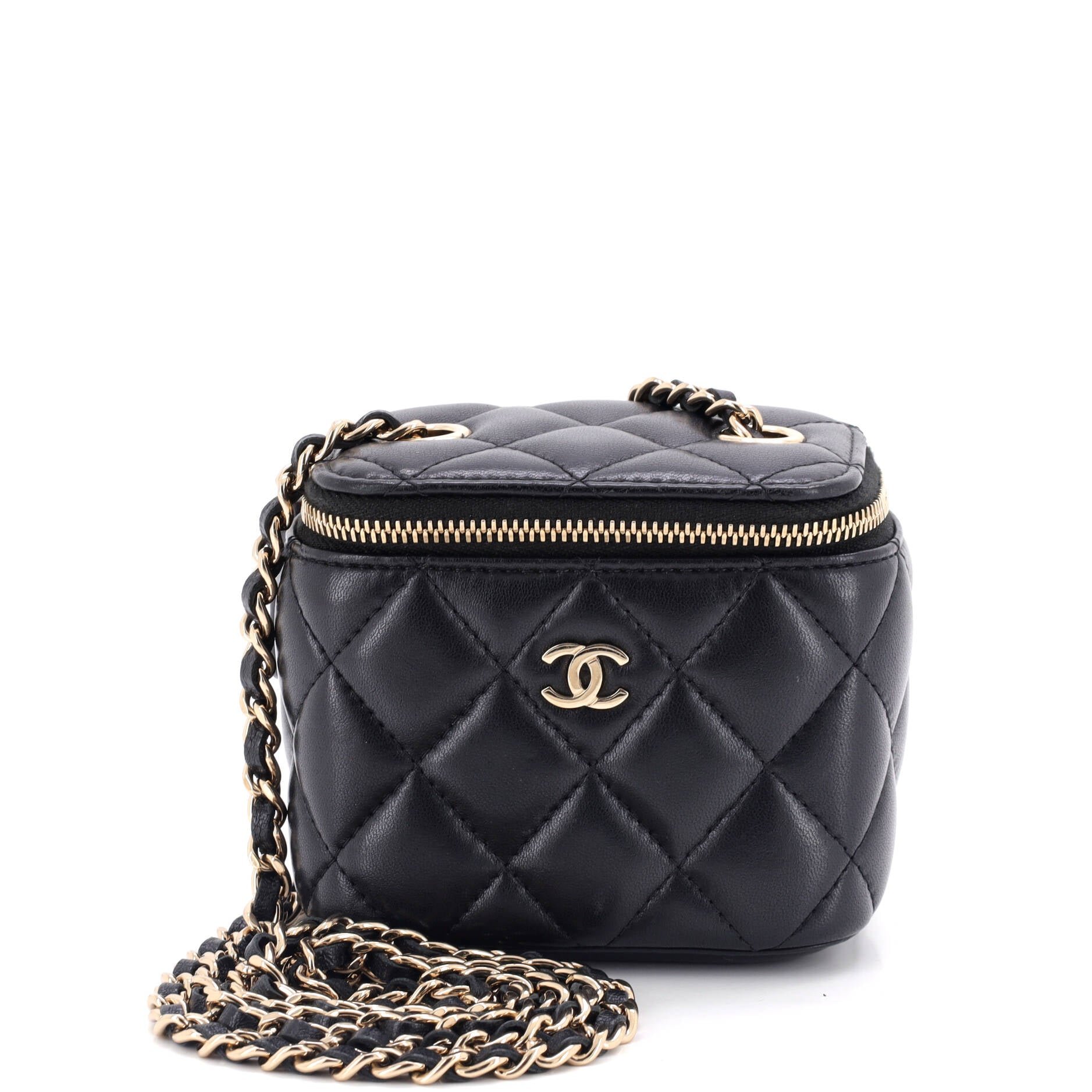 Classic Vanity Case with Chain Quilted Lambskin Mini