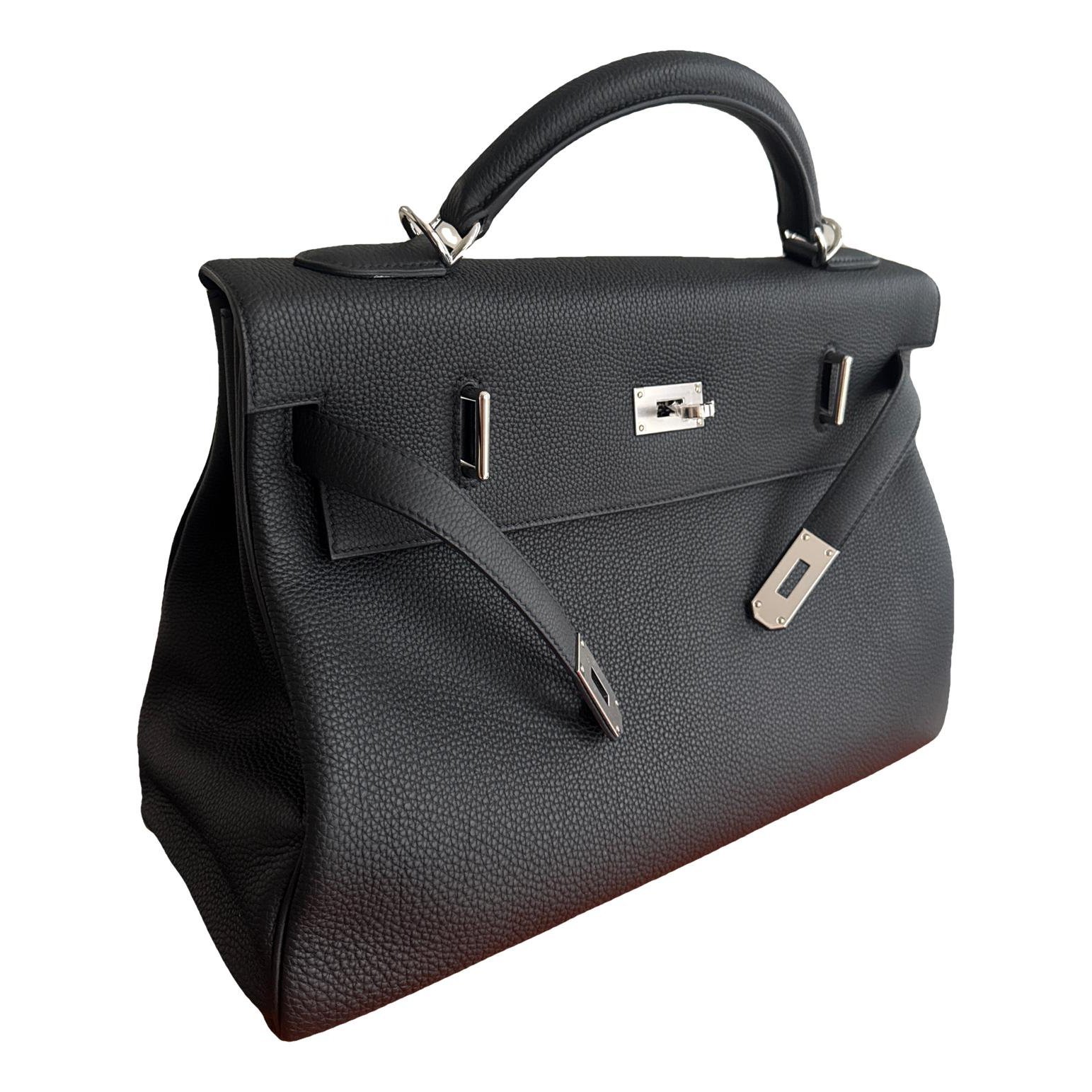 Hermes Kelly Handbag Black Togo Leather 2025
