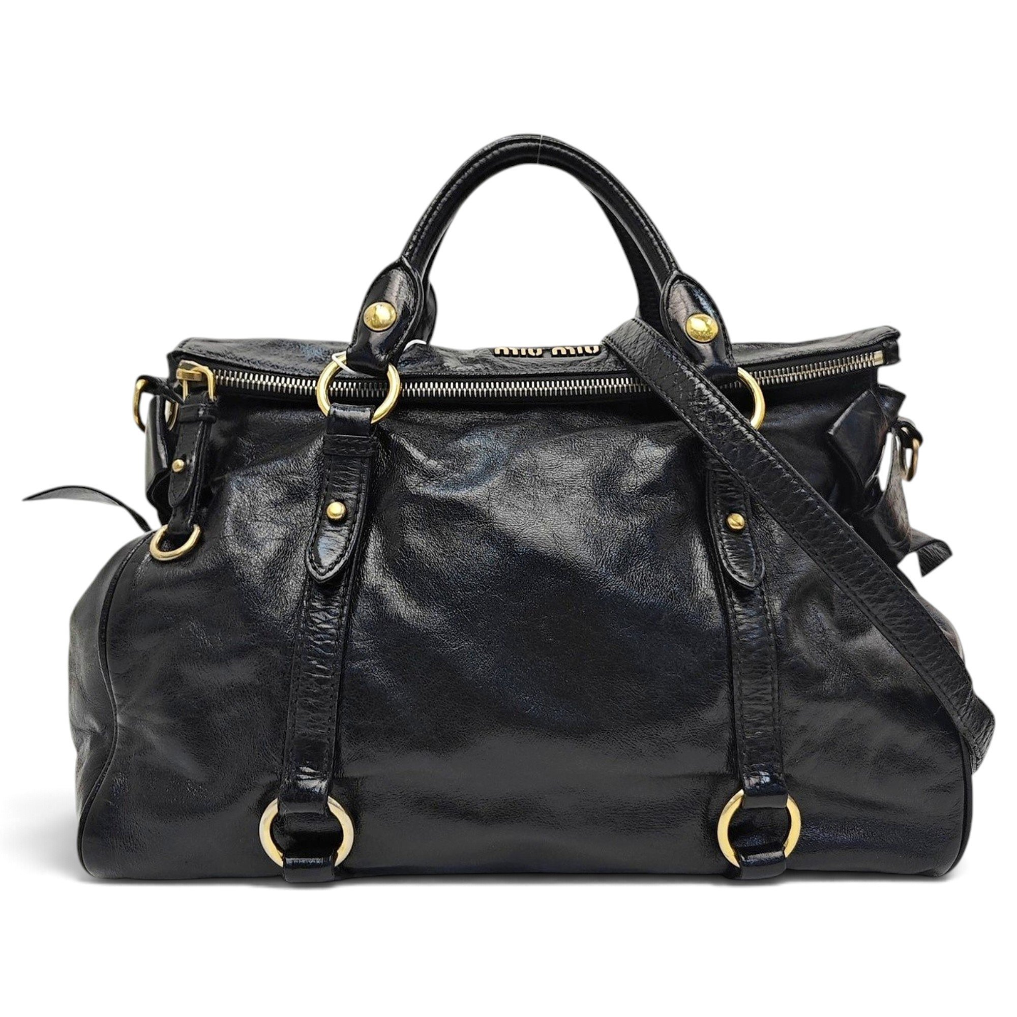 Bow bag leather handbag