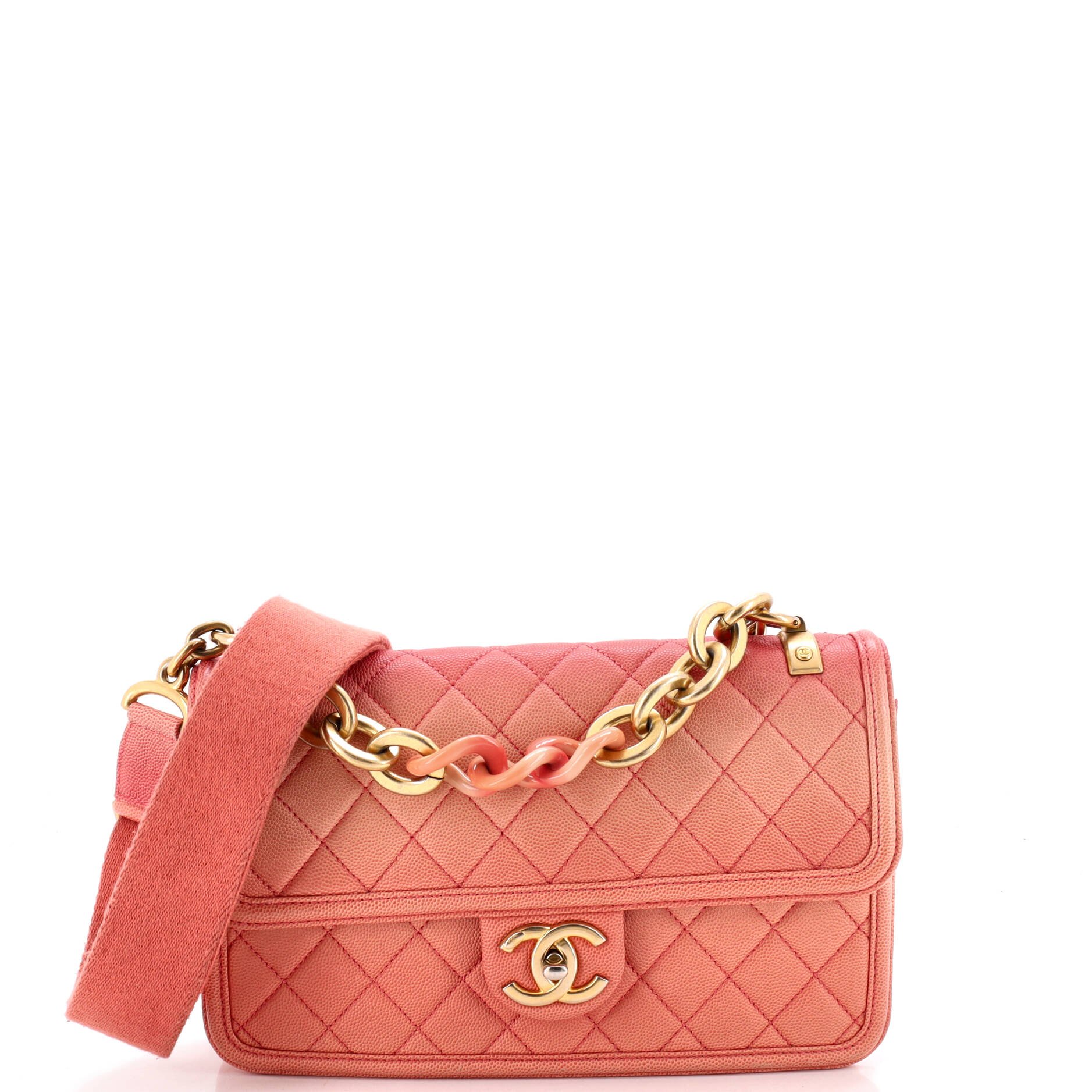 Sunset On The Sea Flap Bag Quilted Caviar Medium