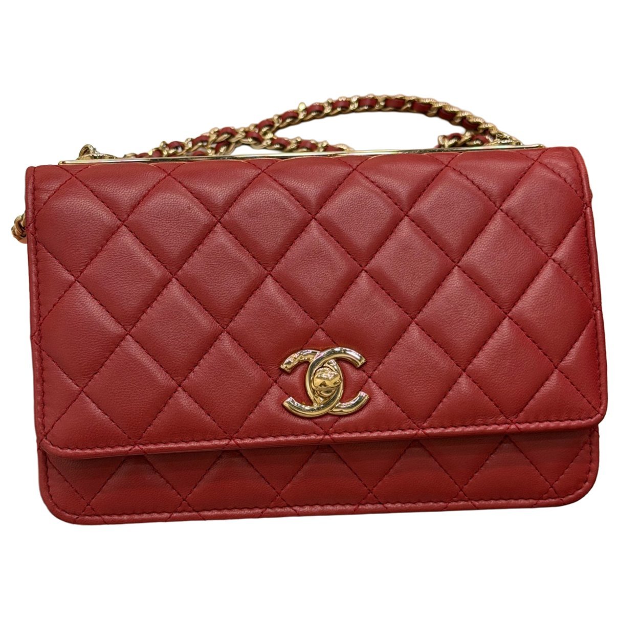 Trendy CC Wallet on Chain leather handbag