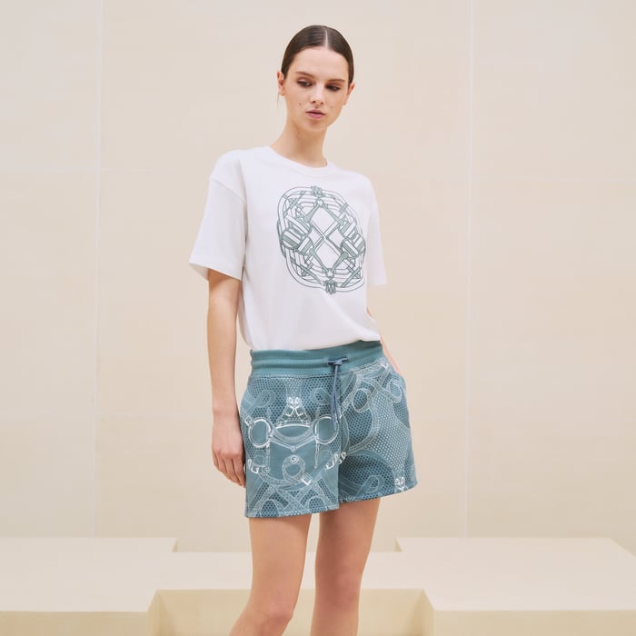 Bleu Arctique "Eperon d'Or Bandana" Shorts
