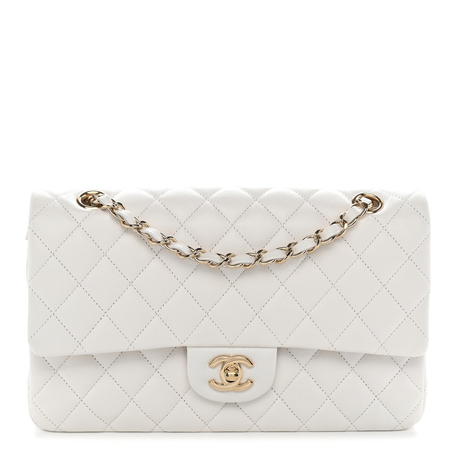 Chanel Caviar Quilted Medium Double Flap White