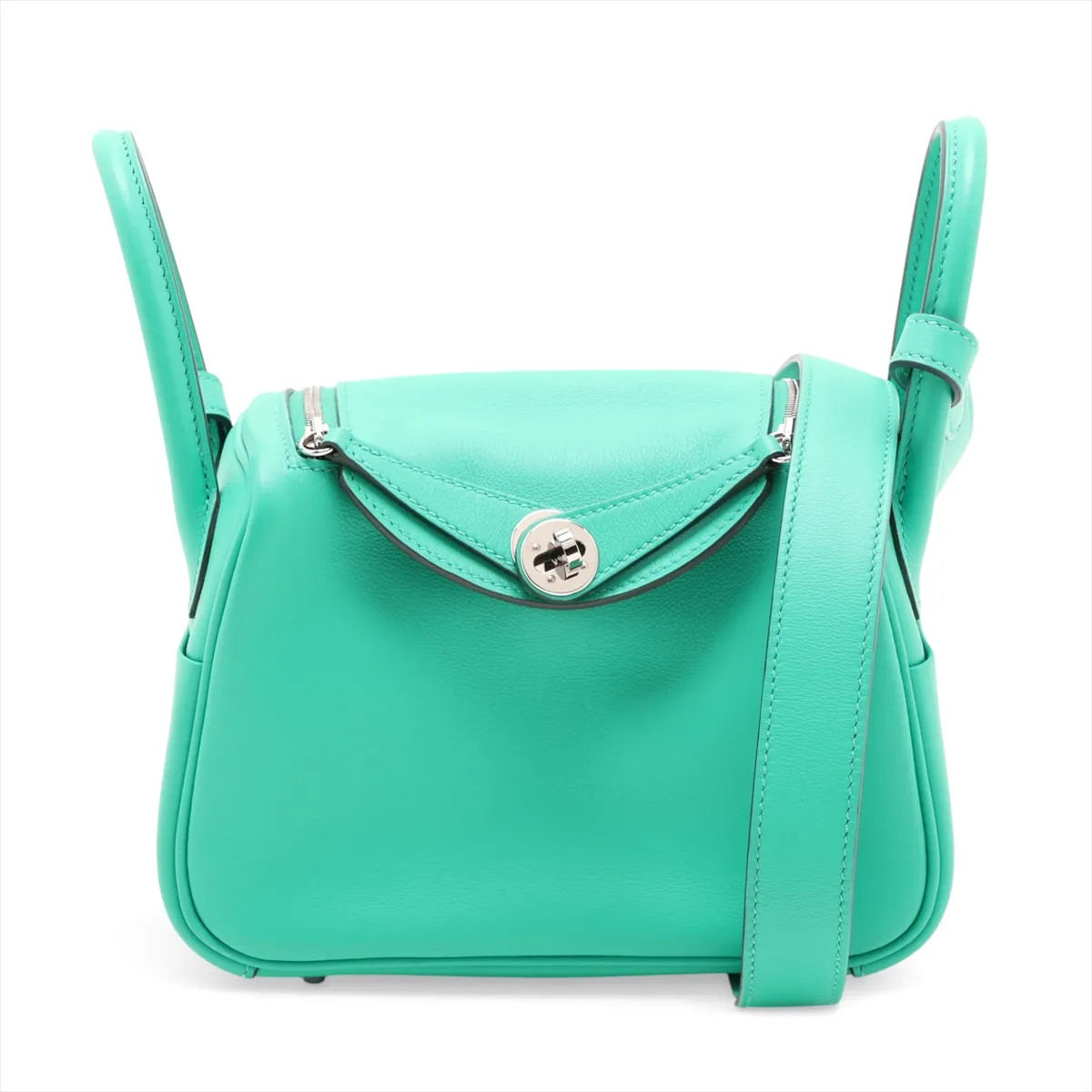 Hermès Lindy mini 20 Verso Veau Swift Mint x Veil Bosfort Silver Metal Fittings