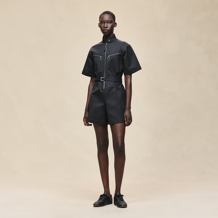 Noir Double Cotton Twill Jumpsuit
