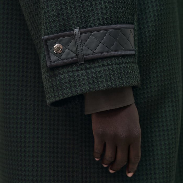 Vert Anglais Long Mixed Leather Coat