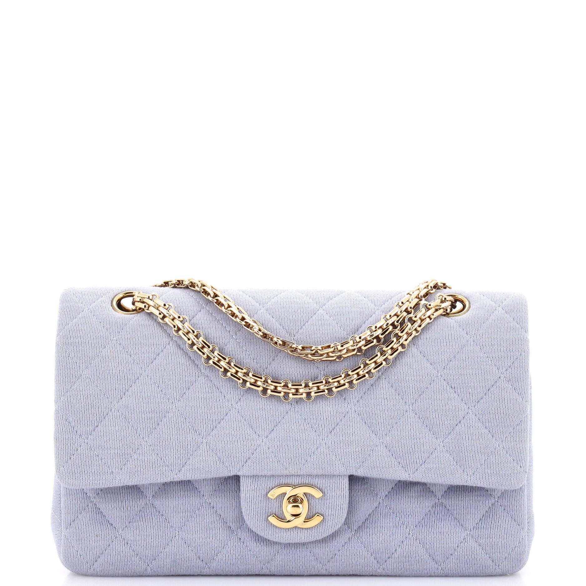 Chanel Vintage Reissue Chain Double Flap Bag Quilted Jersey Medium