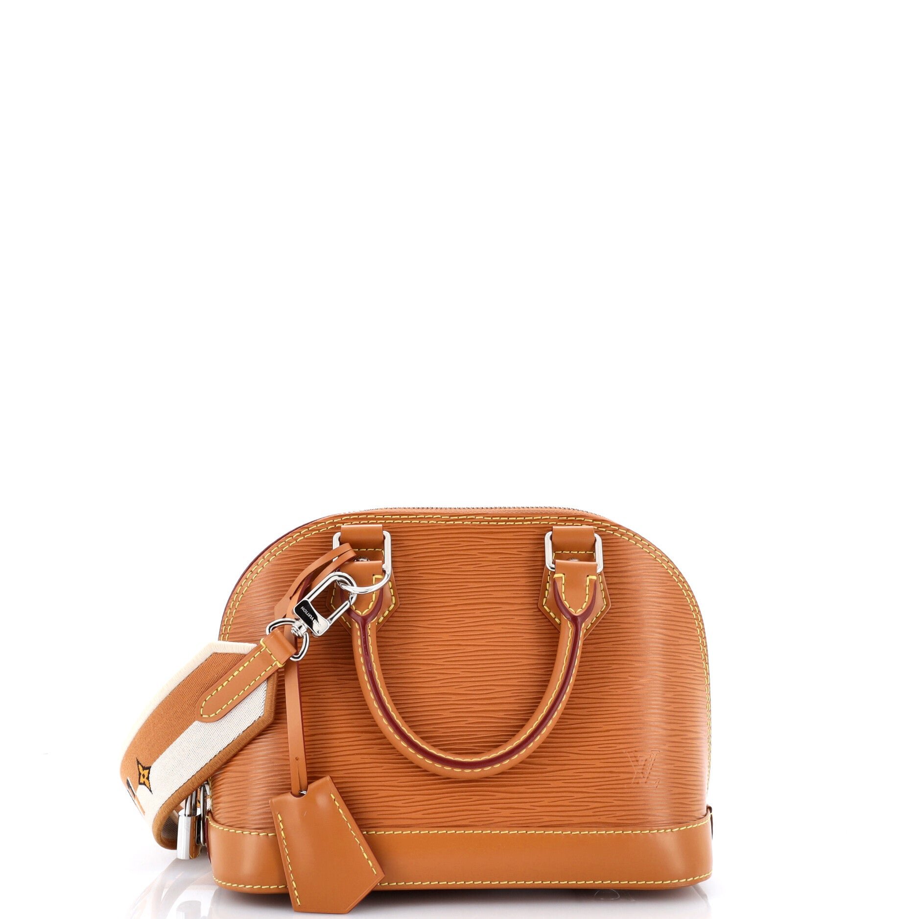 Alma Handbag Epi Leather with Logo Jacquard Strap BB