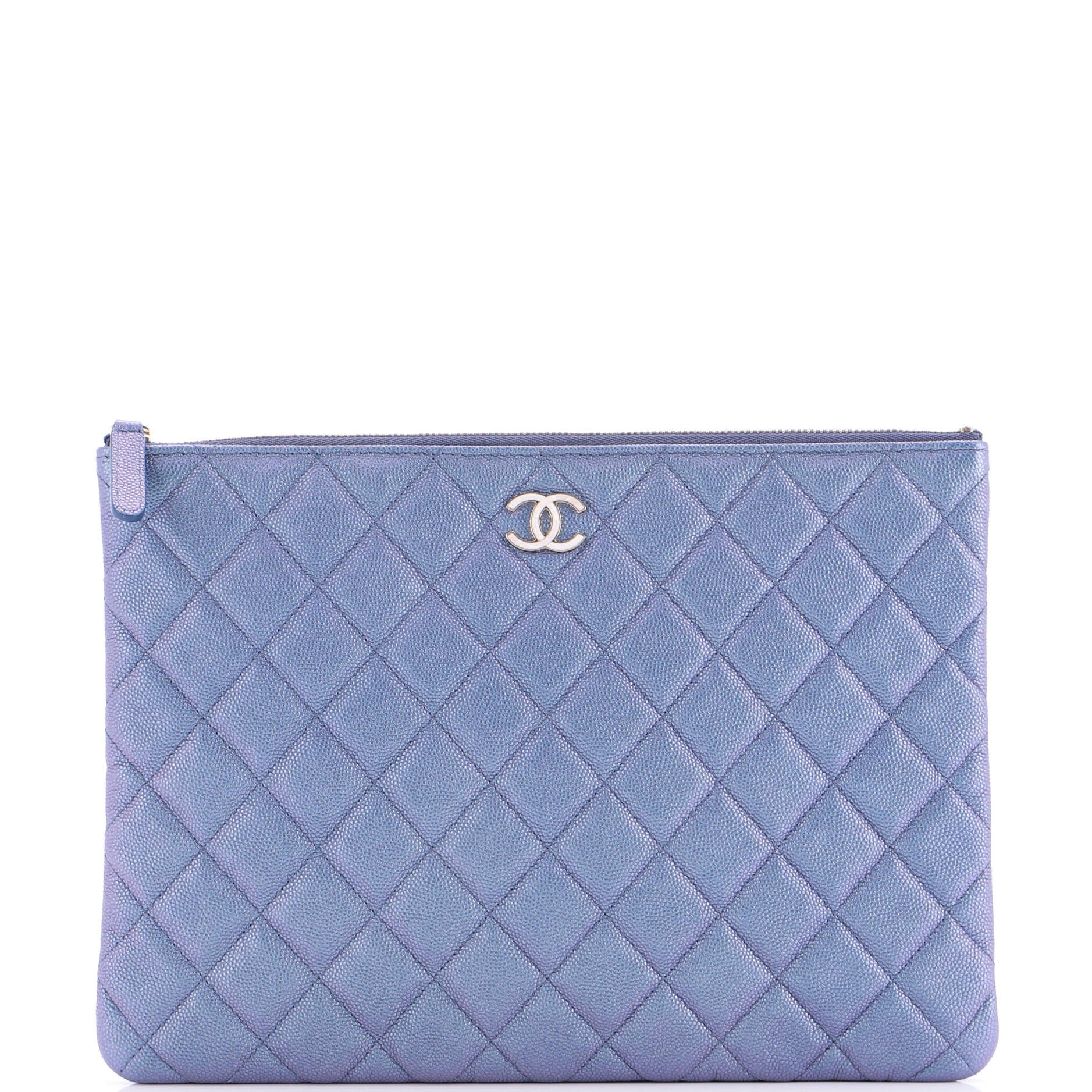 Chanel O Case Clutch Quilted Caviar Medium