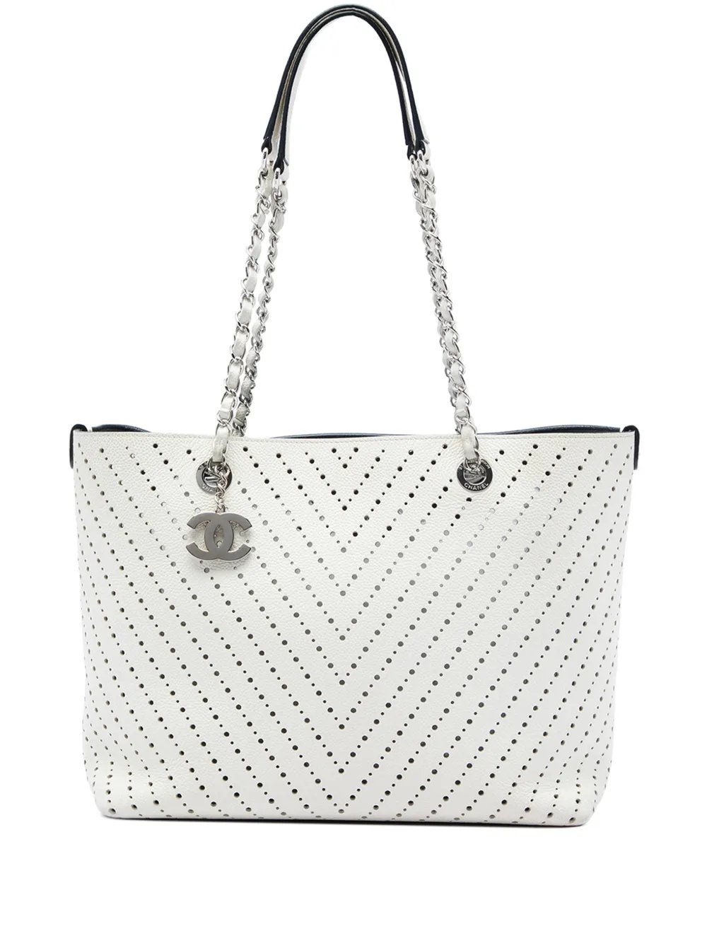 2016-2017 CC Perforated Chevron Caviar Shopping tote bag