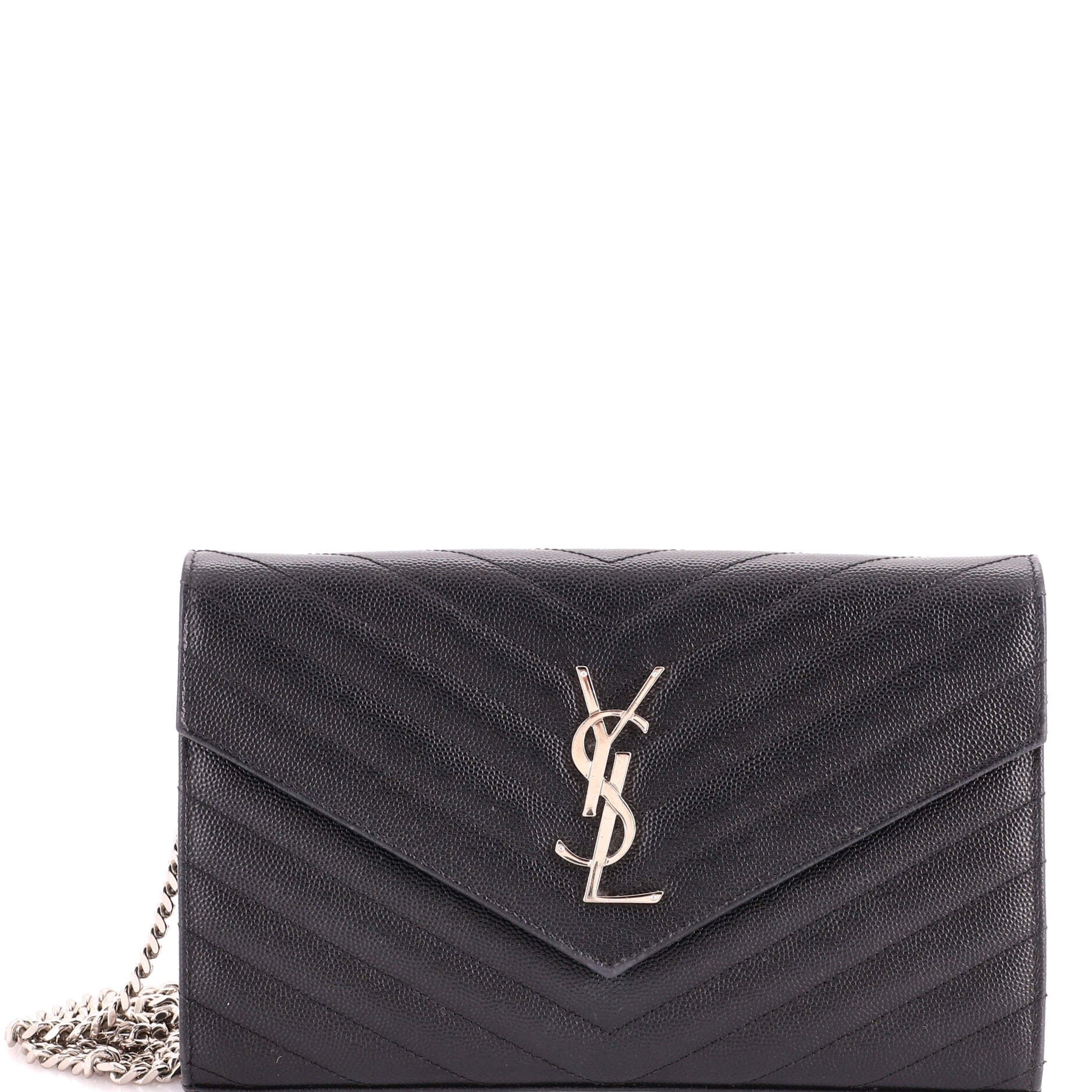 Classic Monogram Wallet on Chain Matelasse Chevron Leather Medium