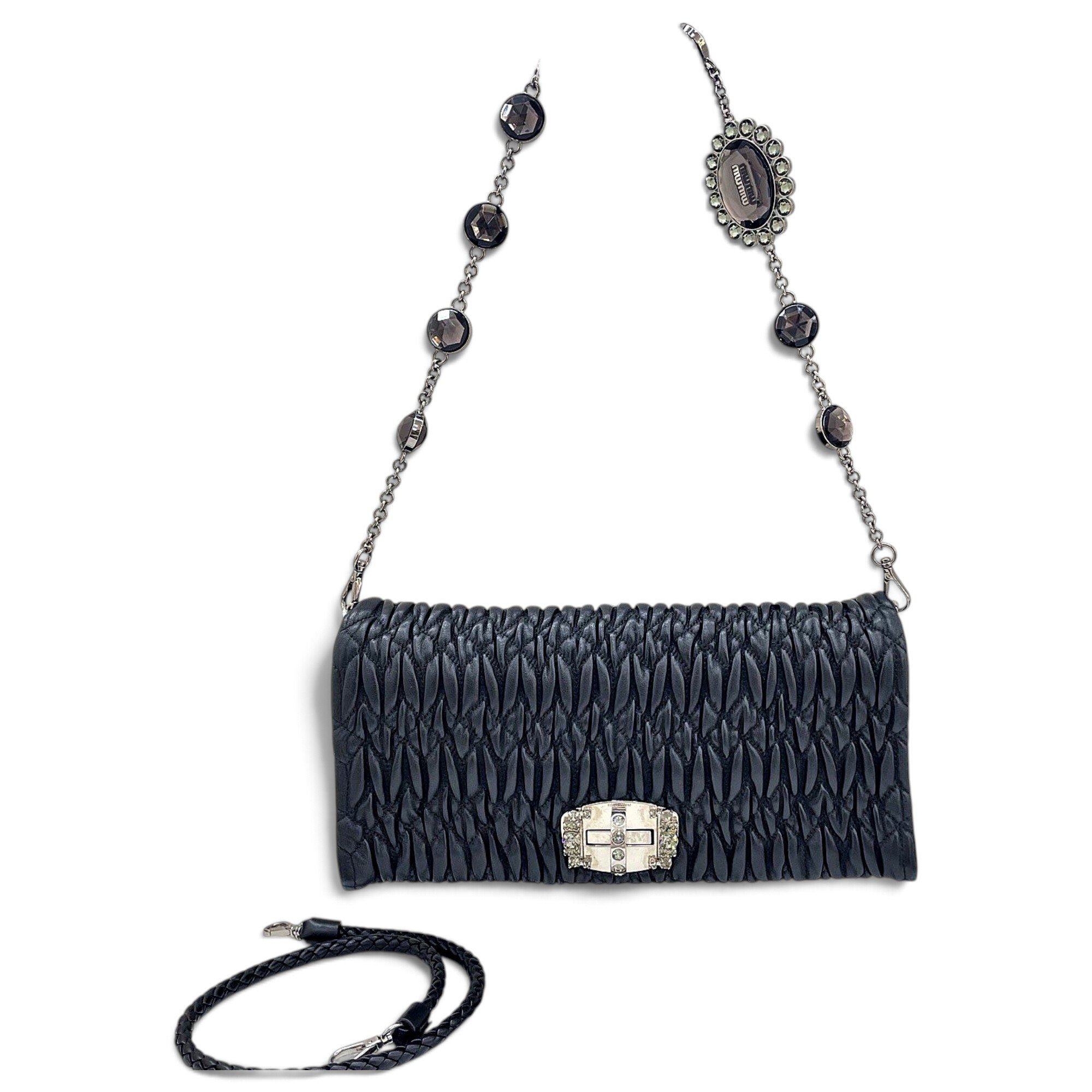 Miu Crystal leather handbag