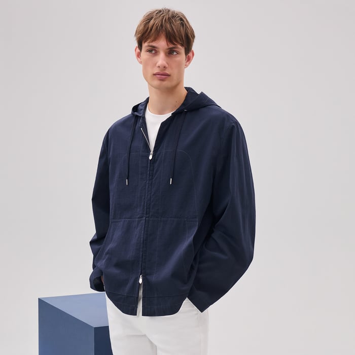 Marine Zipped Hooded Jacket