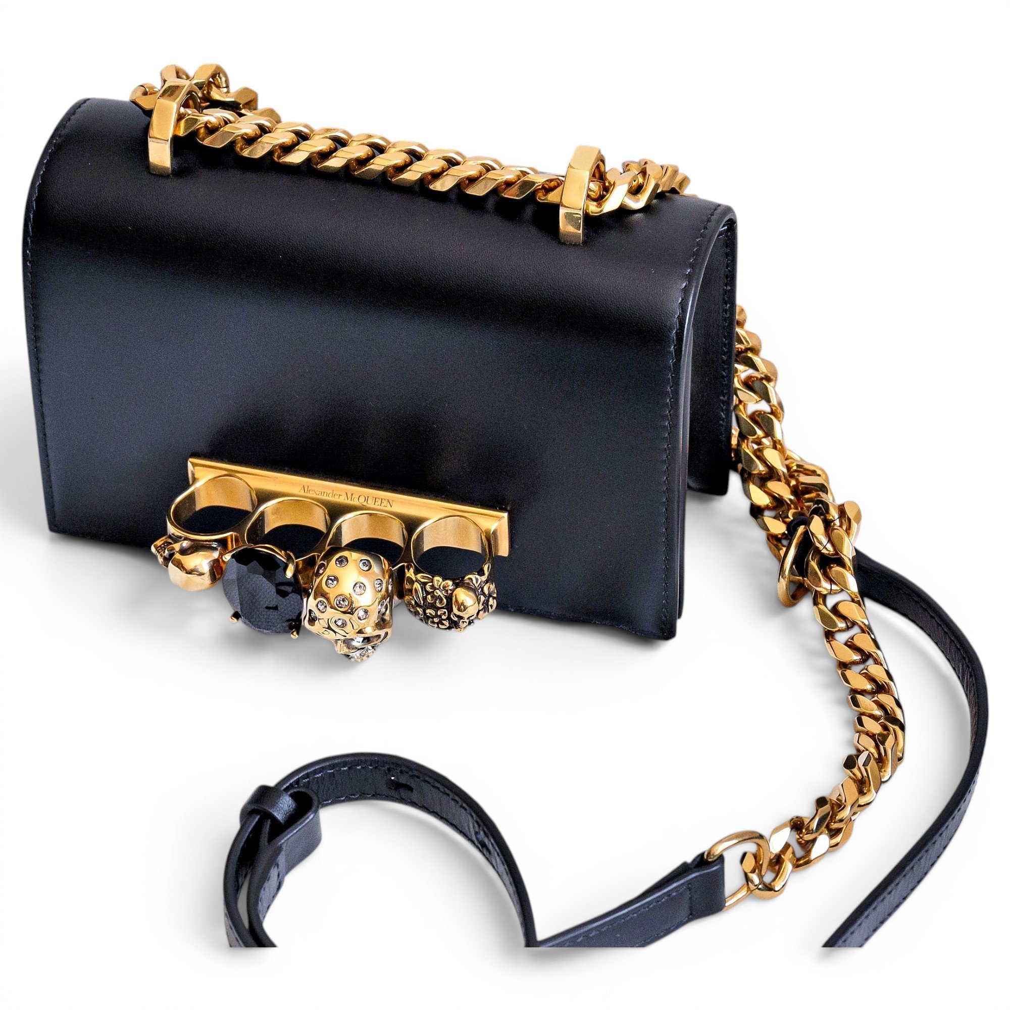 Knuckle leather crossbody bag