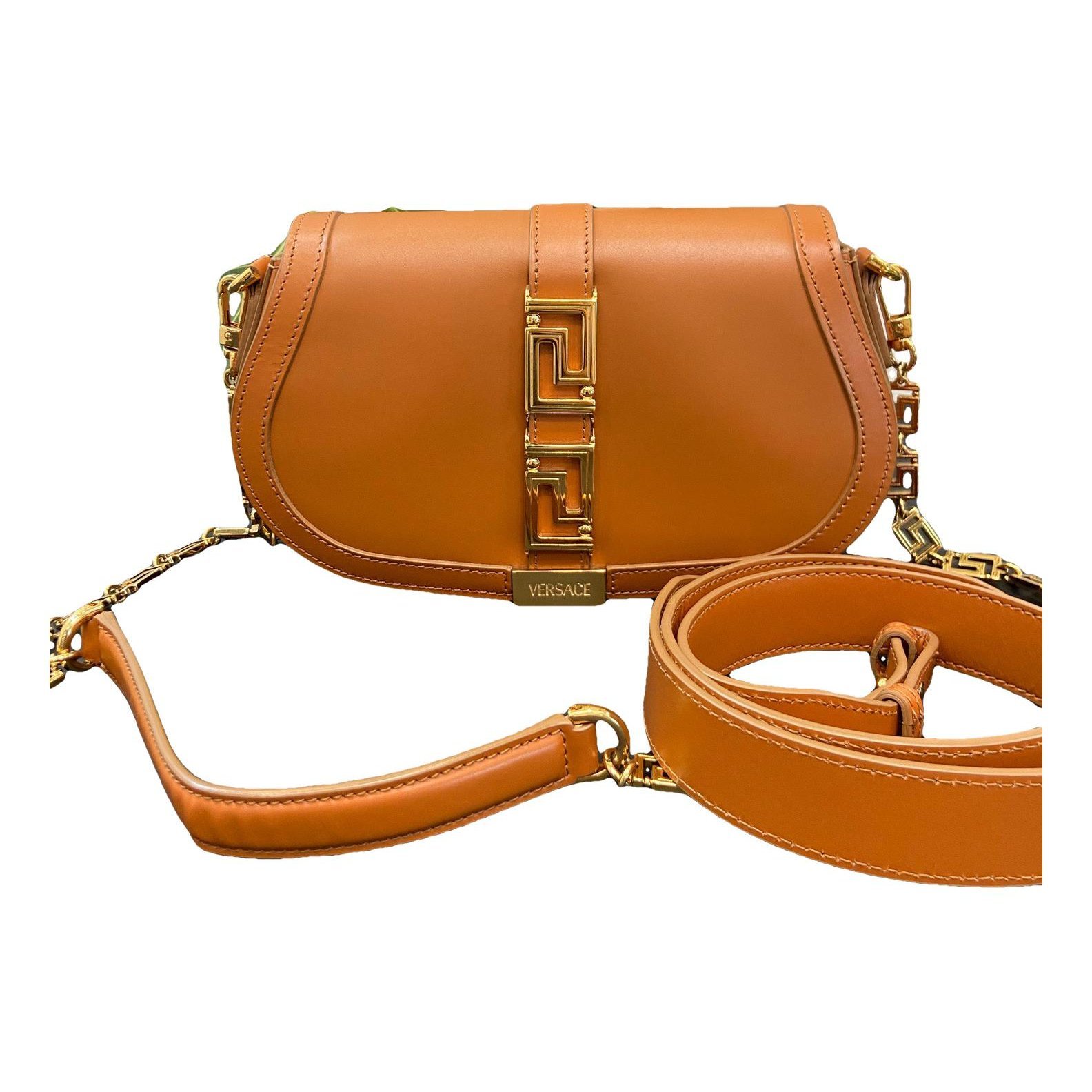 Greca Goddess leather crossbody bag