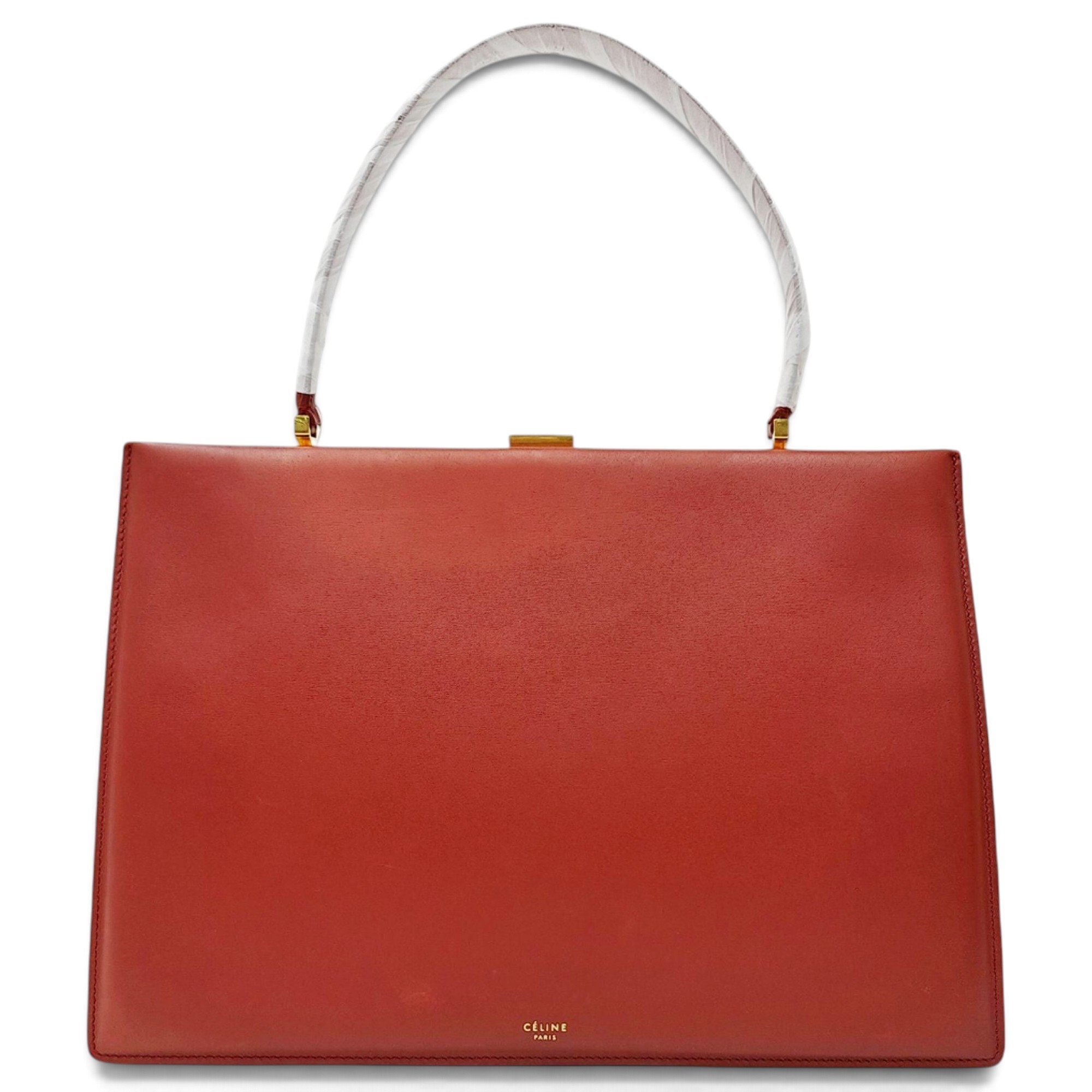Clasp leather handbag