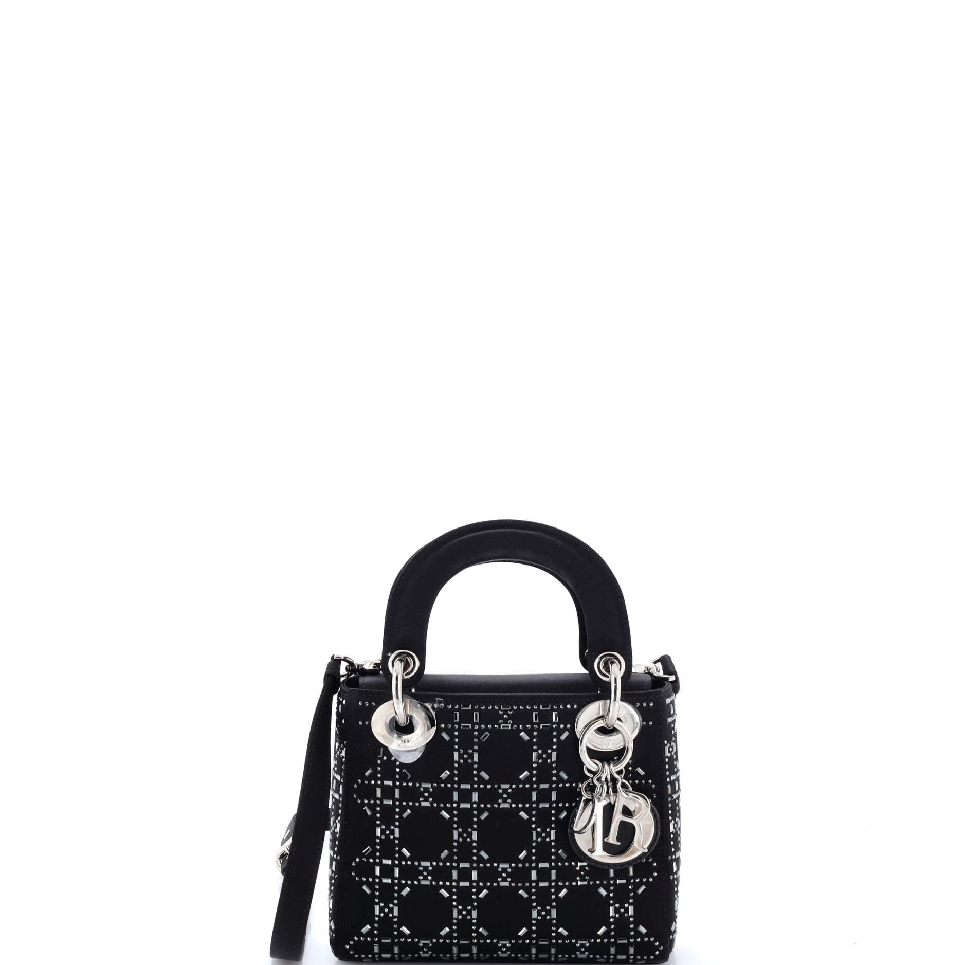 Lady Dior Bag Crystal Embellished Cannage Quilt Satin Mini