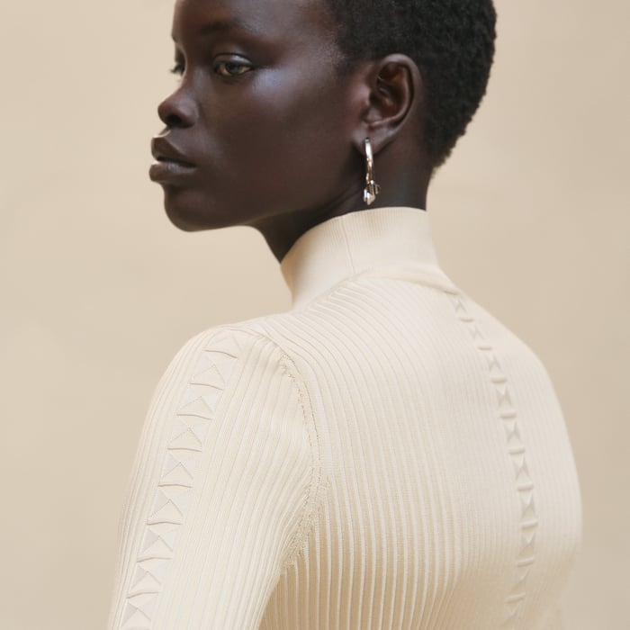 Blanc Naturel Cashmere Long-sleeve Sweater