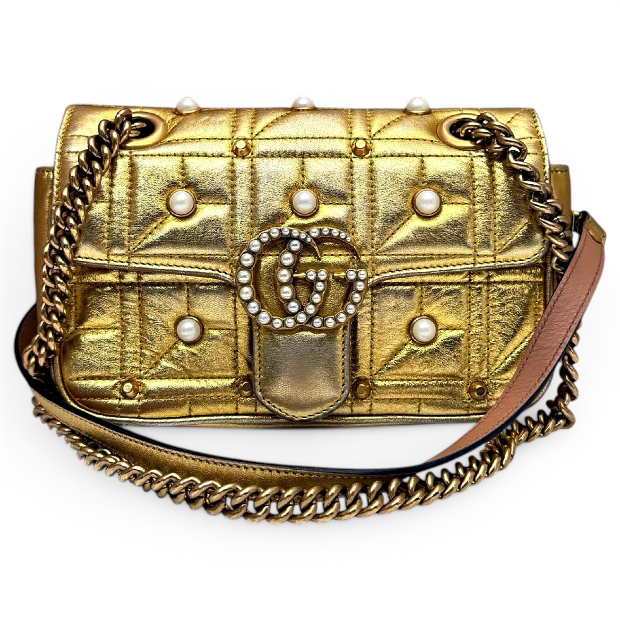 Pearly GG Marmont Flap leather handbag