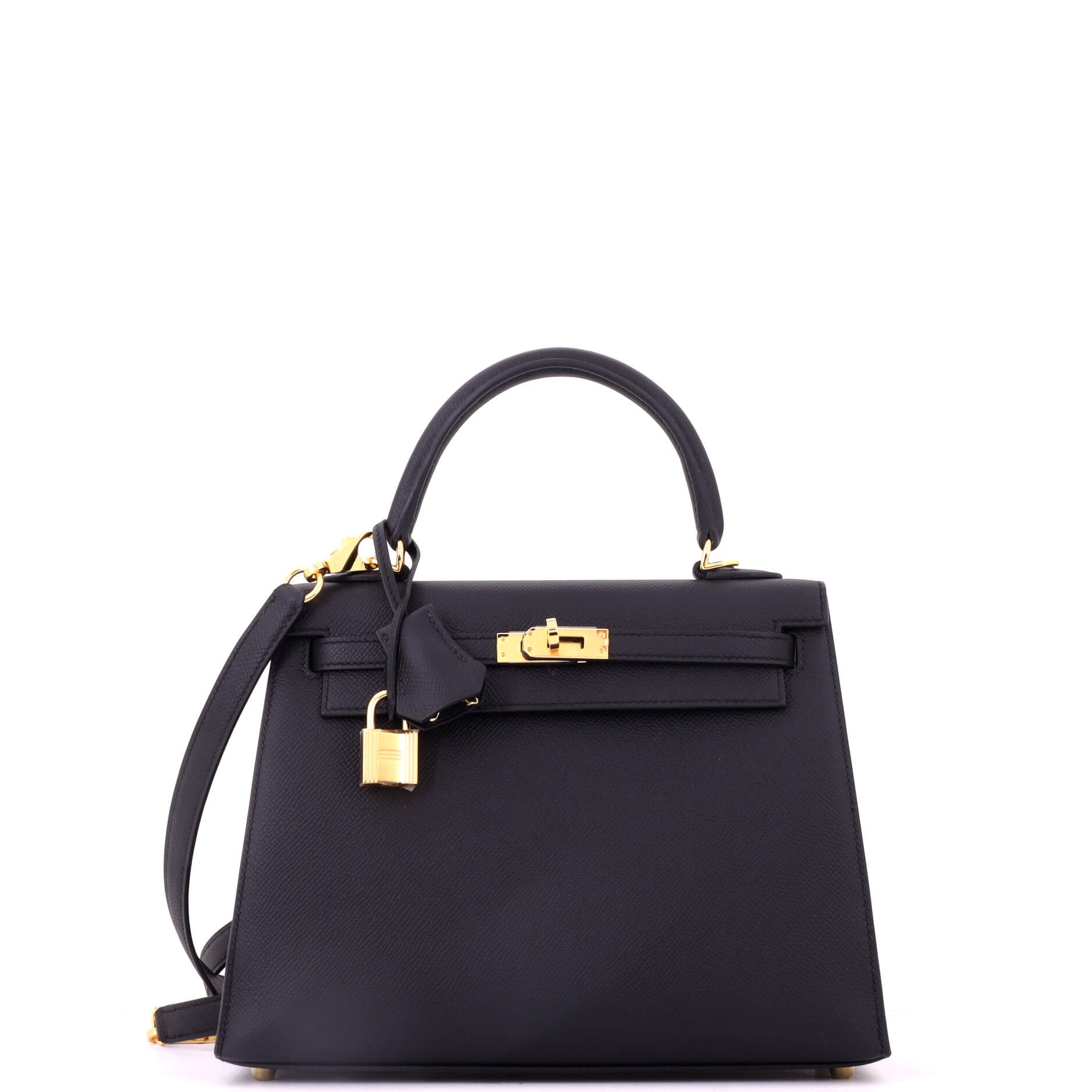 Kelly Handbag Noir Epsom with Gold Hardware 25