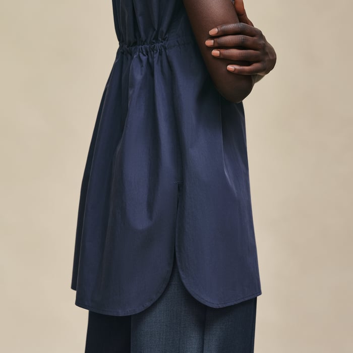 Bleu Outremer Sleeveless Drawstring Shirt