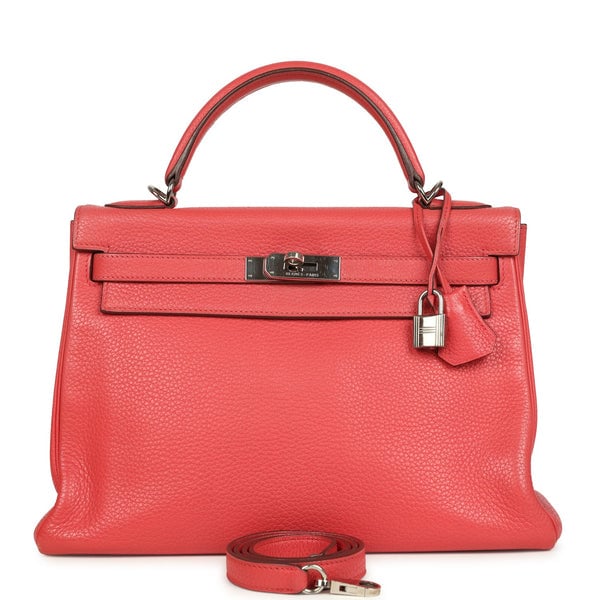 Pre-owned Hermes Kelly Retourne 32 Bougainvillea Clemence Palladium Hardware