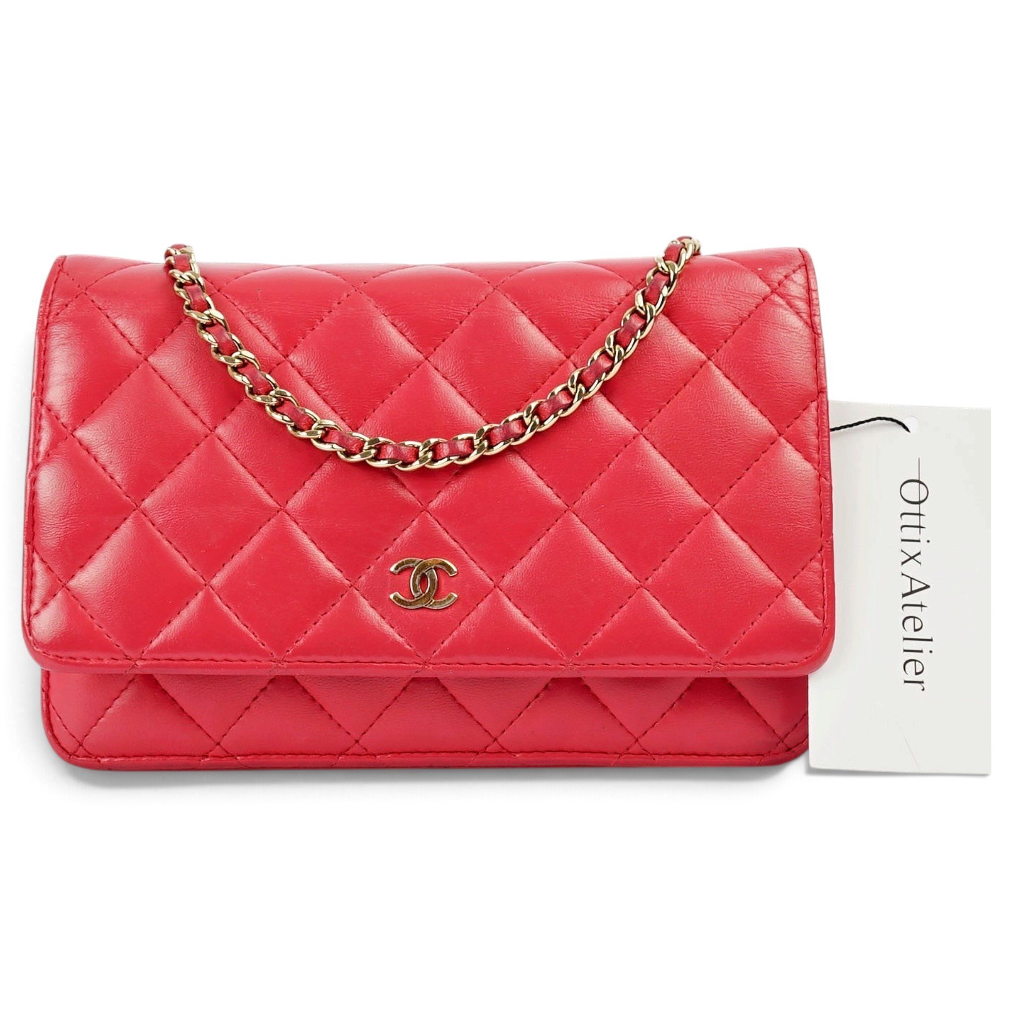 Trendy CC Wallet on Chain leather handbag