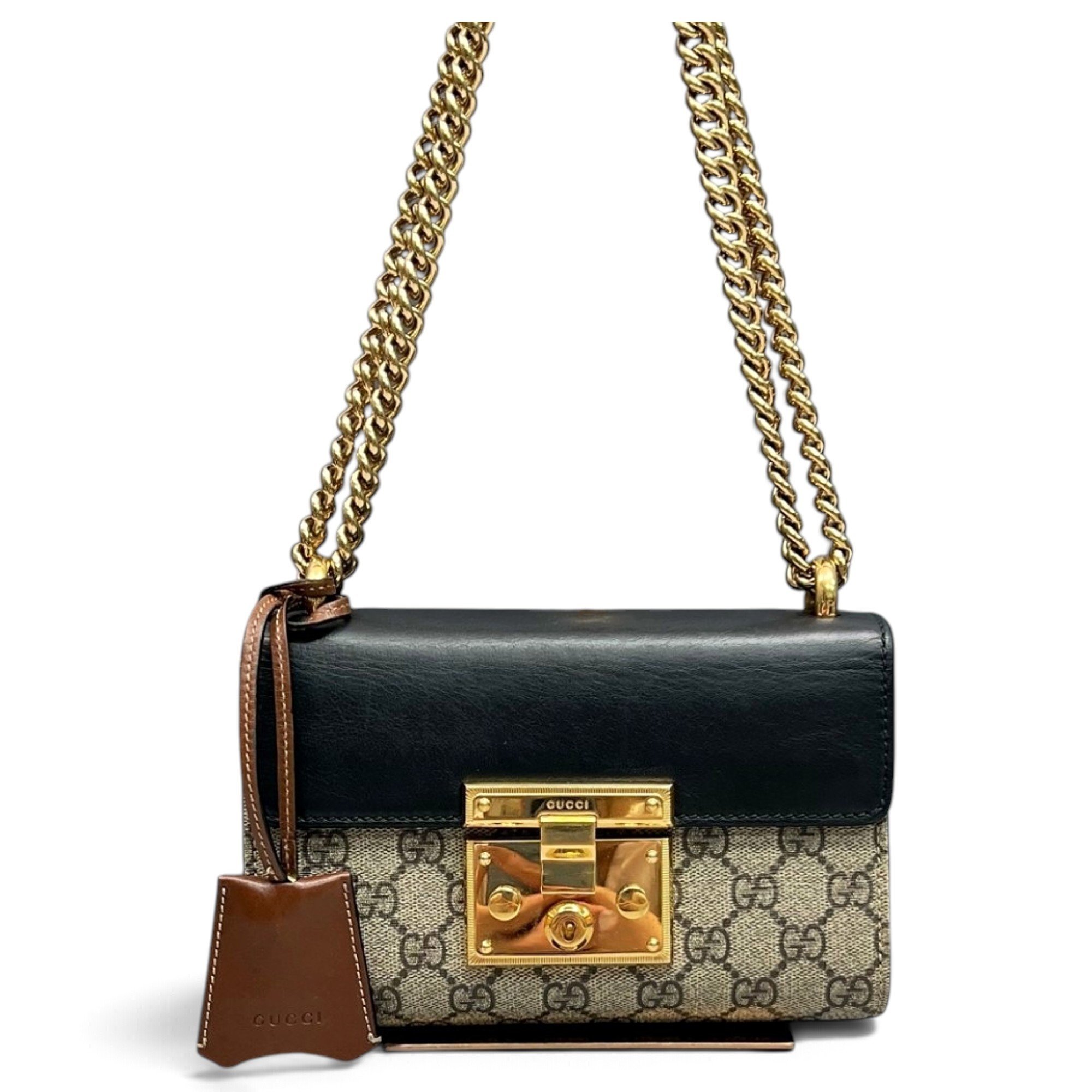 Padlock leather handbag