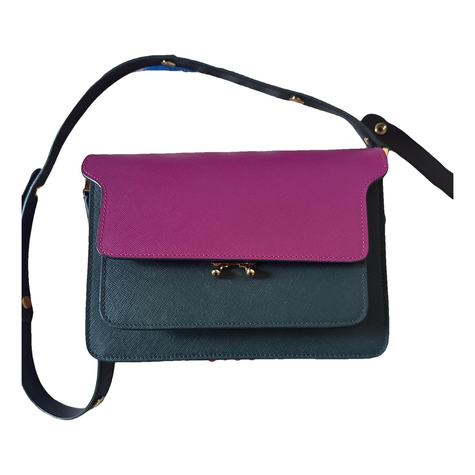 Trunk leather crossbody bag