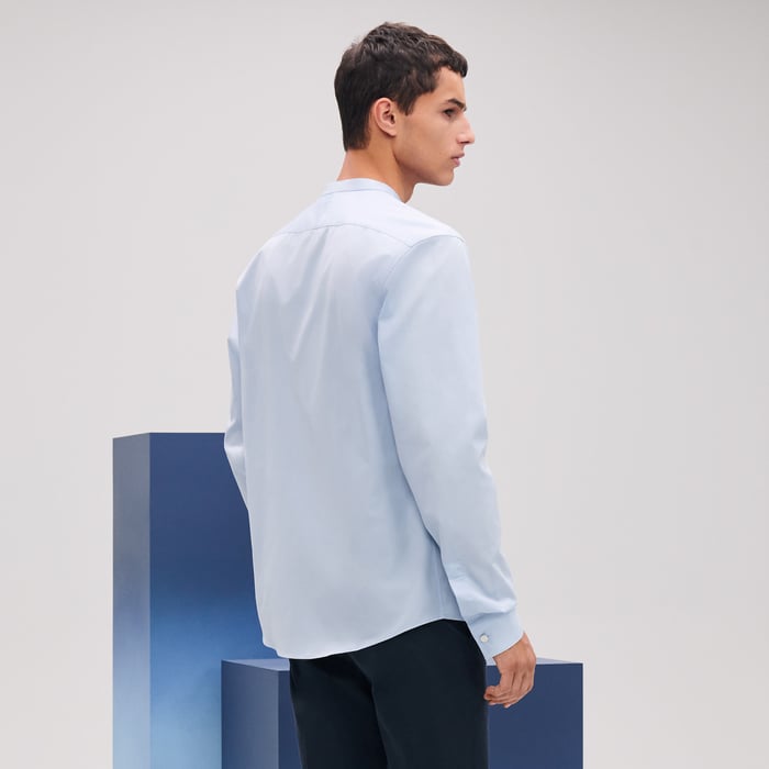 Bleu Pâle Coup Double Straight Cut Shirt