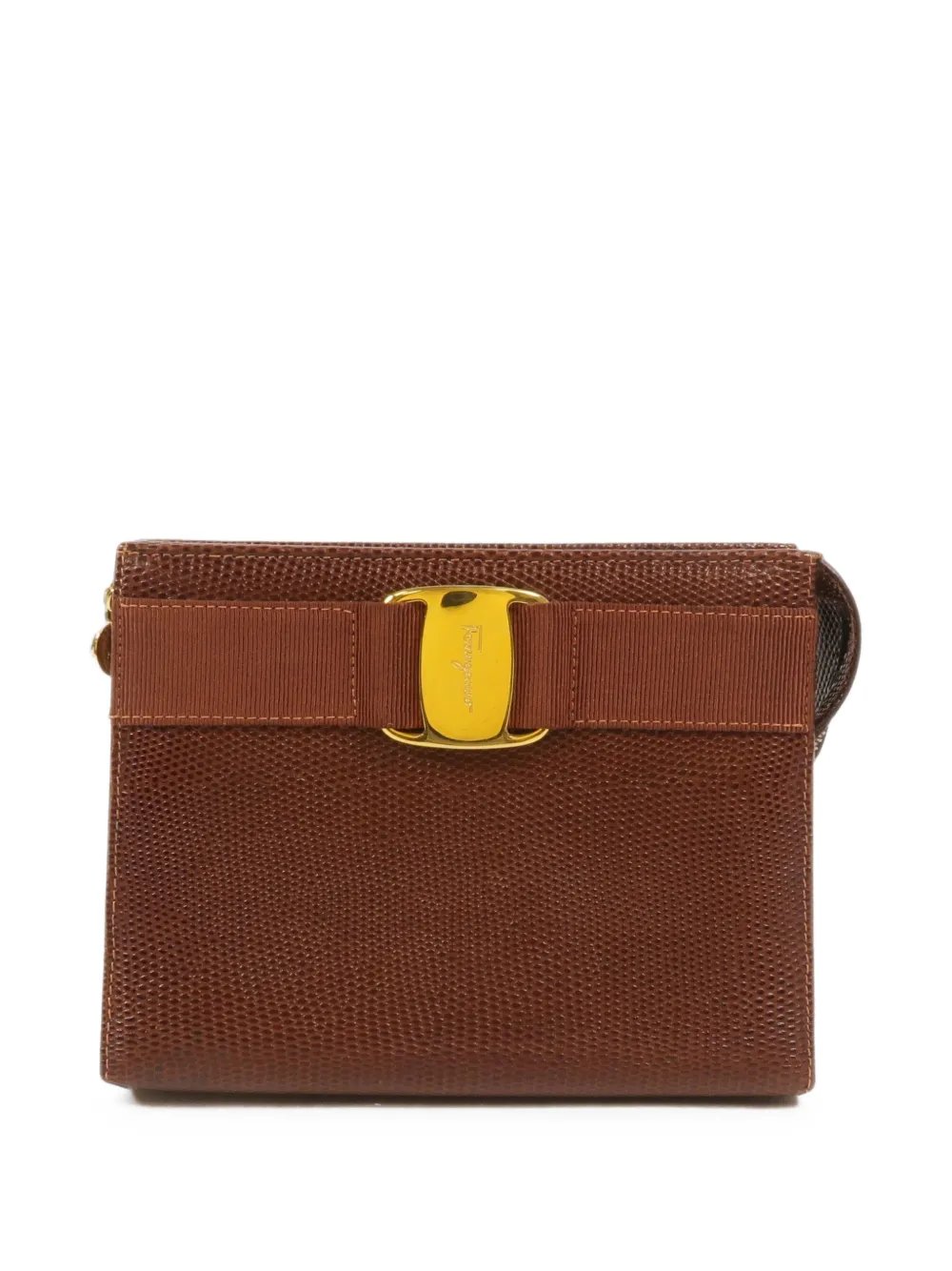Vara ribbon-detail mini leather clutch bag