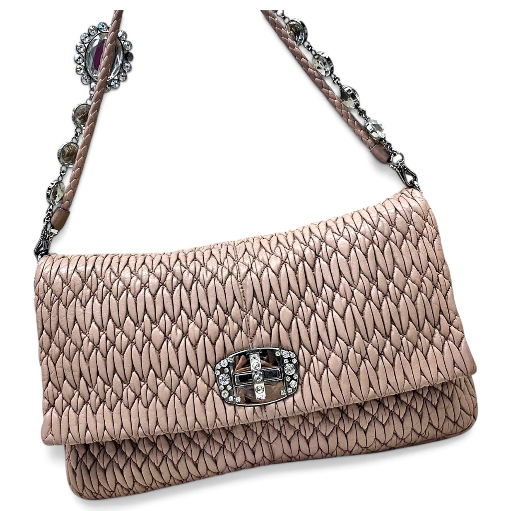 Miu Crystal leather handbag
