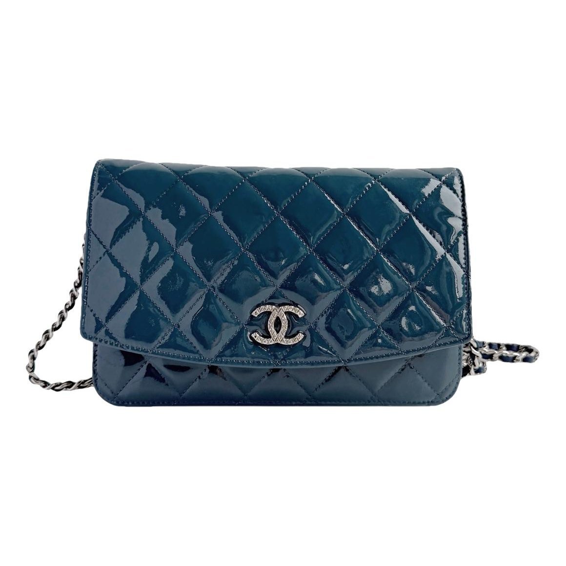 Trendy CC Wallet on Chain leather handbag