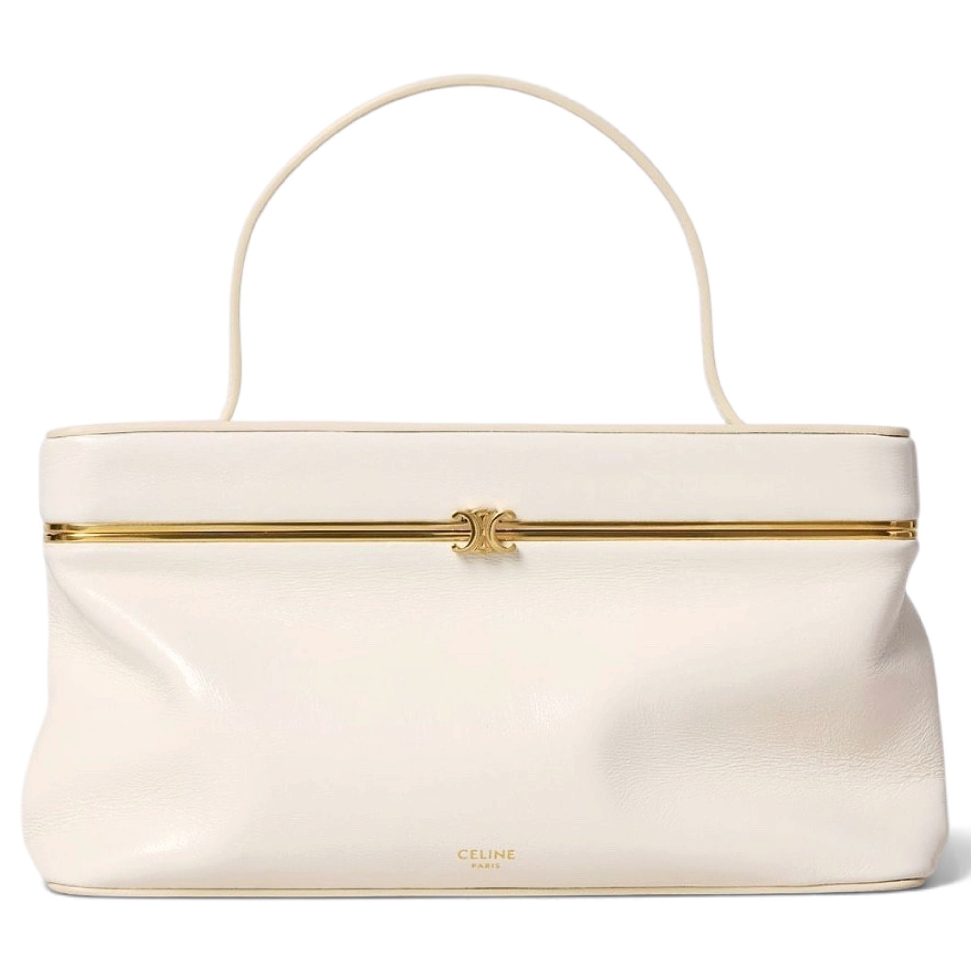 Clasp leather handbag