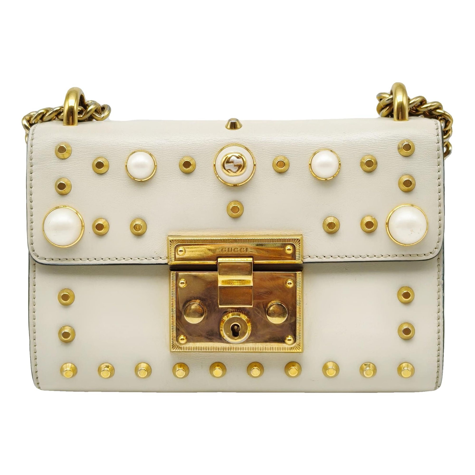 Padlock leather crossbody bag