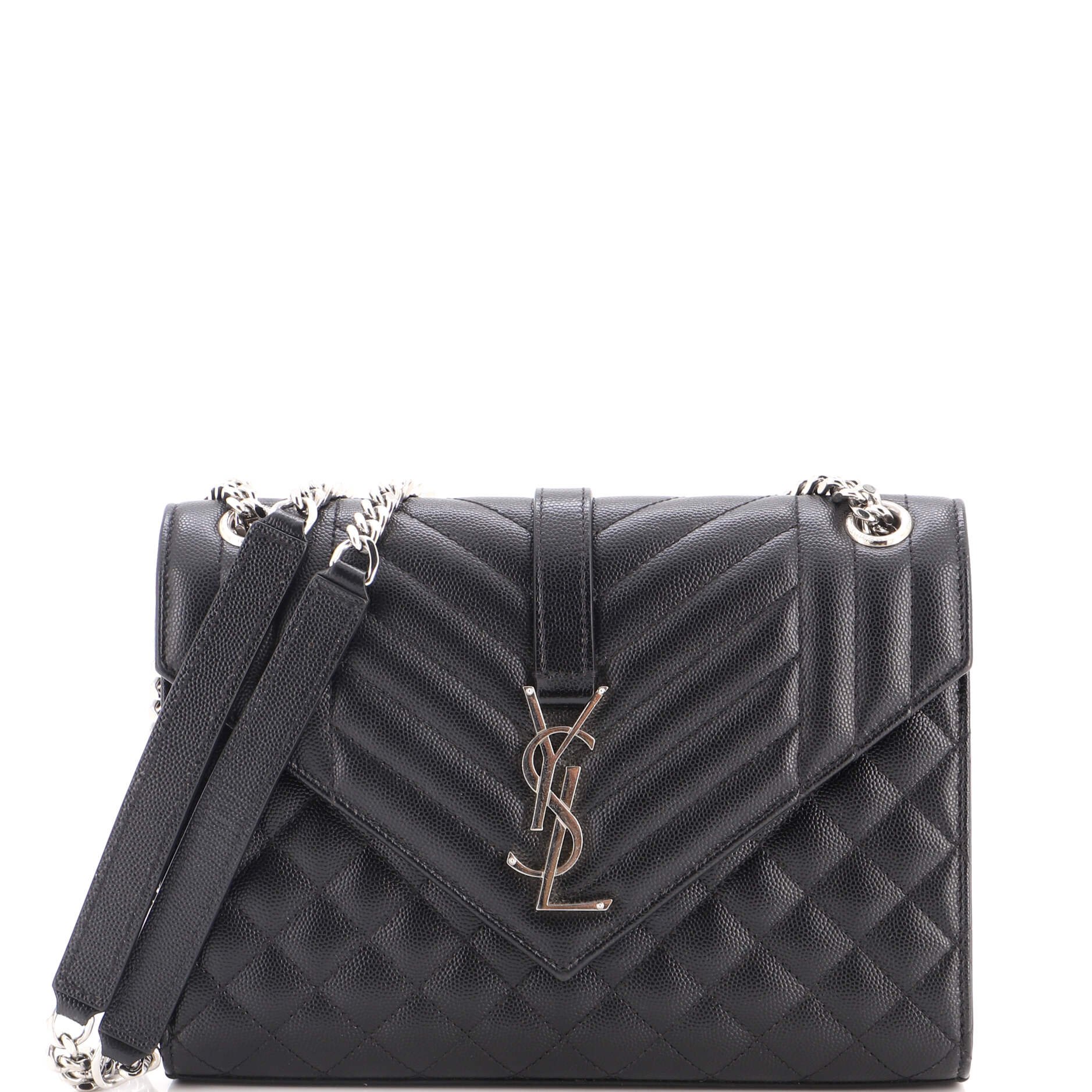 Classic Monogram Envelope Satchel Mixed Matelasse Leather Medium