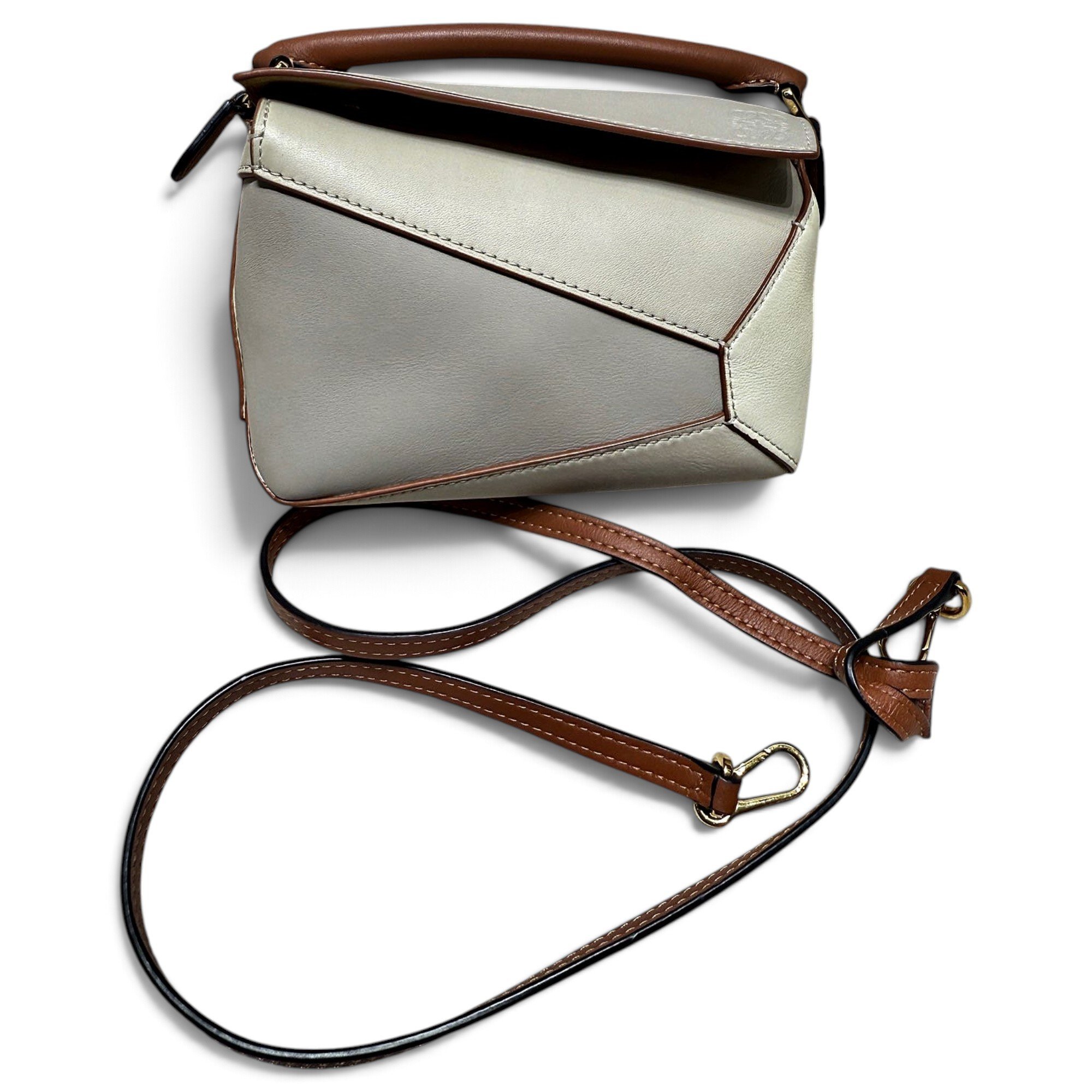 Puzzle leather handbag