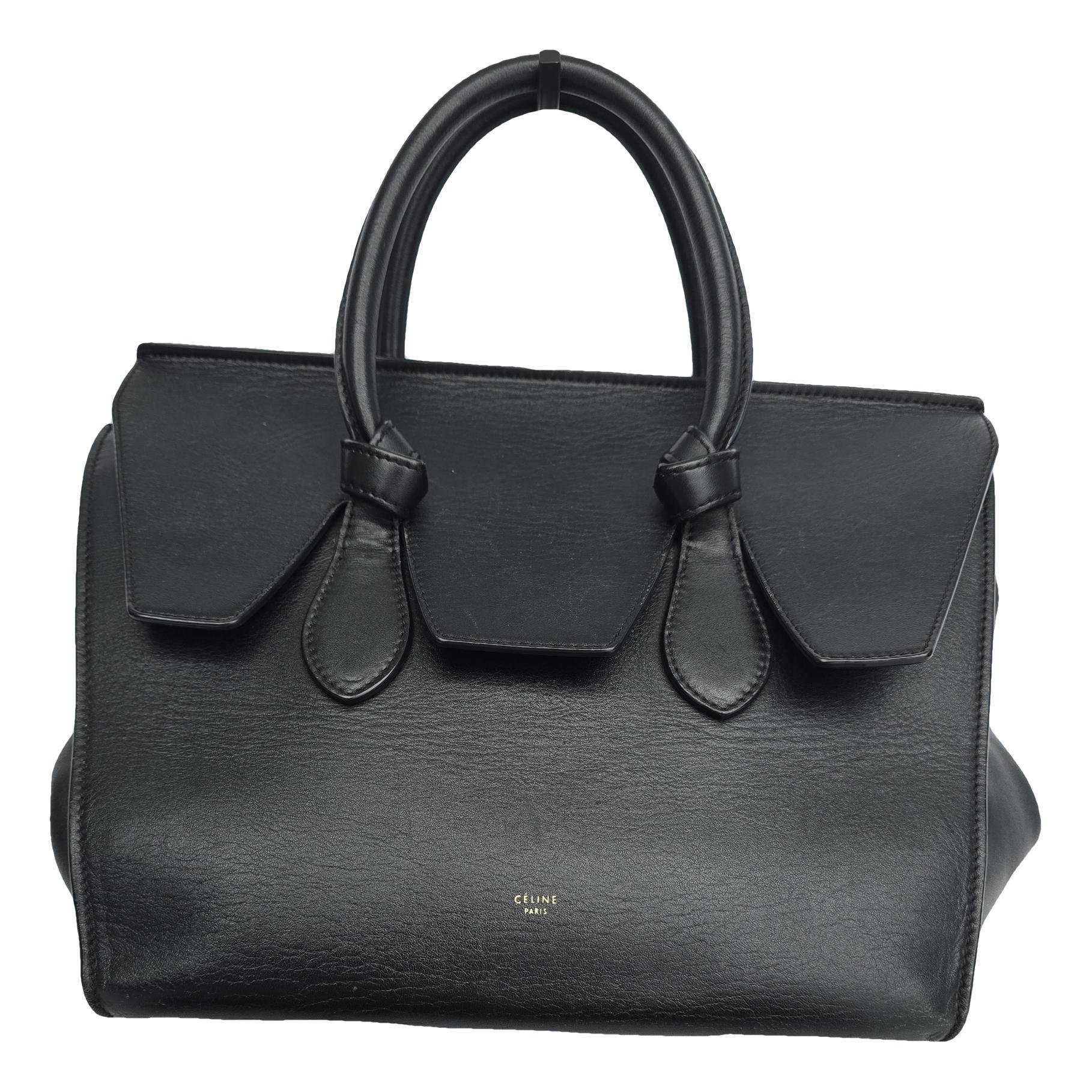 Tie leather handbag