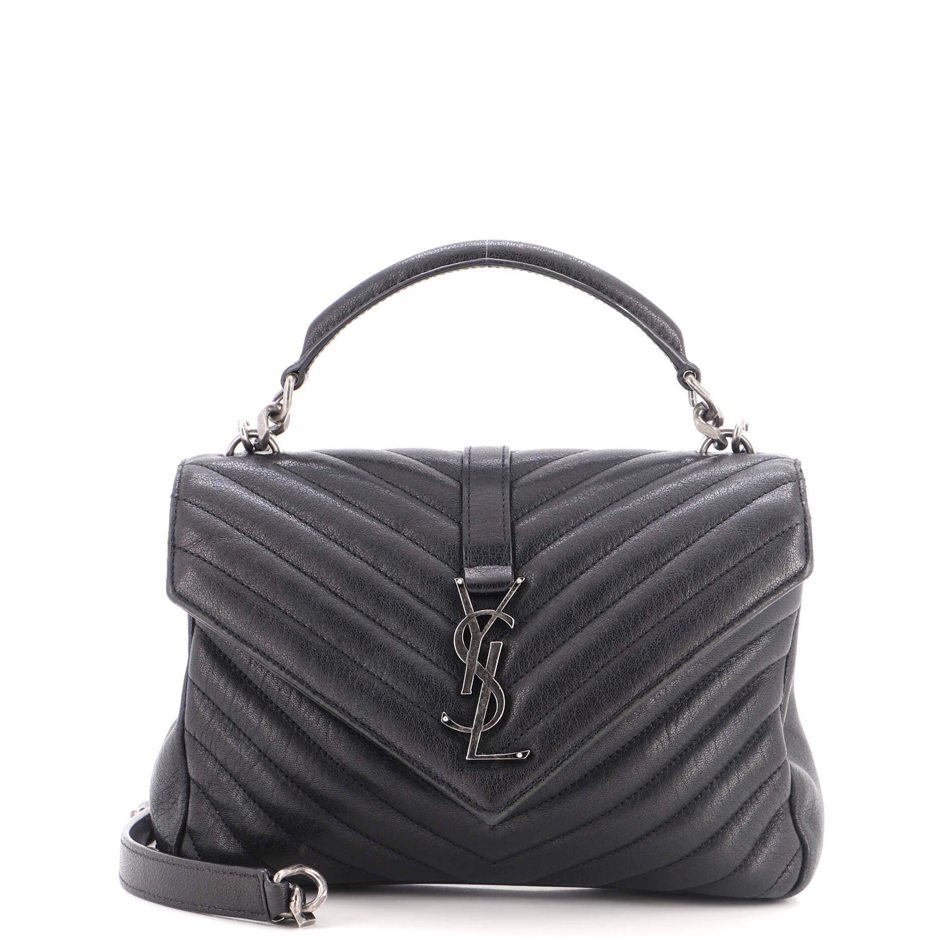 Classic Monogram College Bag Matelasse Chevron Leather Medium
