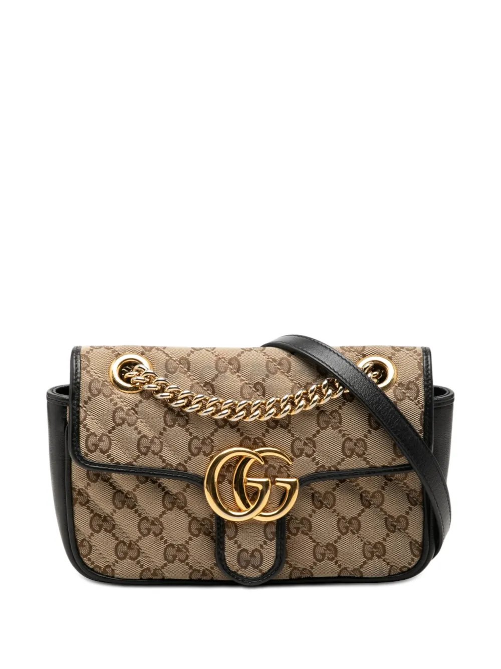 2016-2026 Small GG Marmont Matelasse Diagonal GG Canvas and Leather shoulder bag