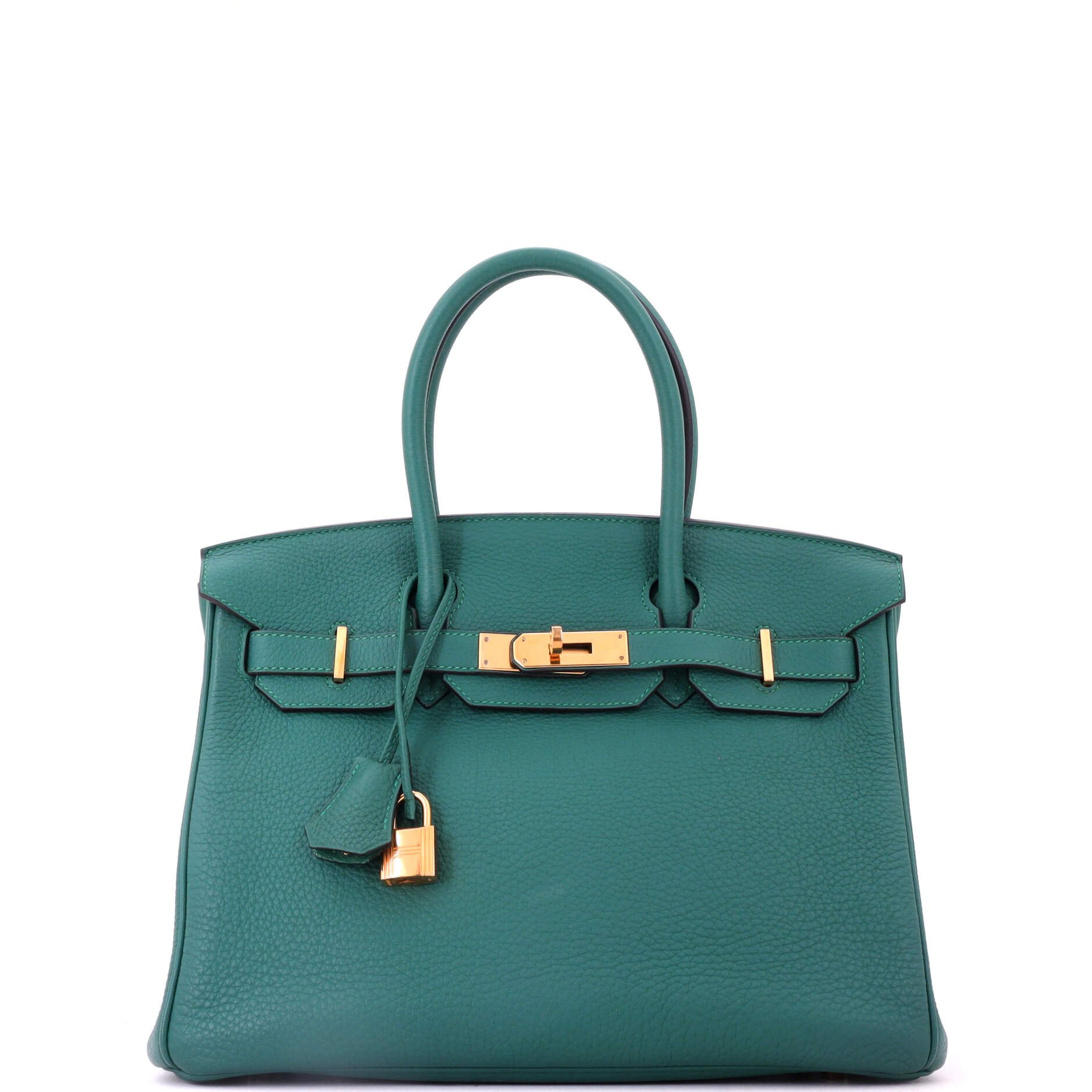 Hermes Birkin Handbag Malachite Togo with Gold Hardware 30