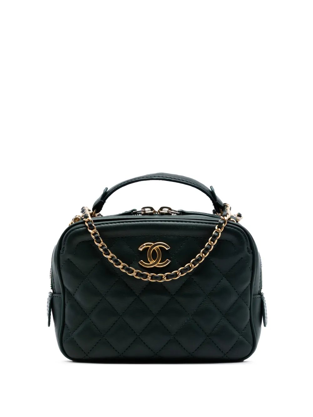 2018-2019 Small CC Quilted Calfskin Top Handle Vanity Case with Chain satchel