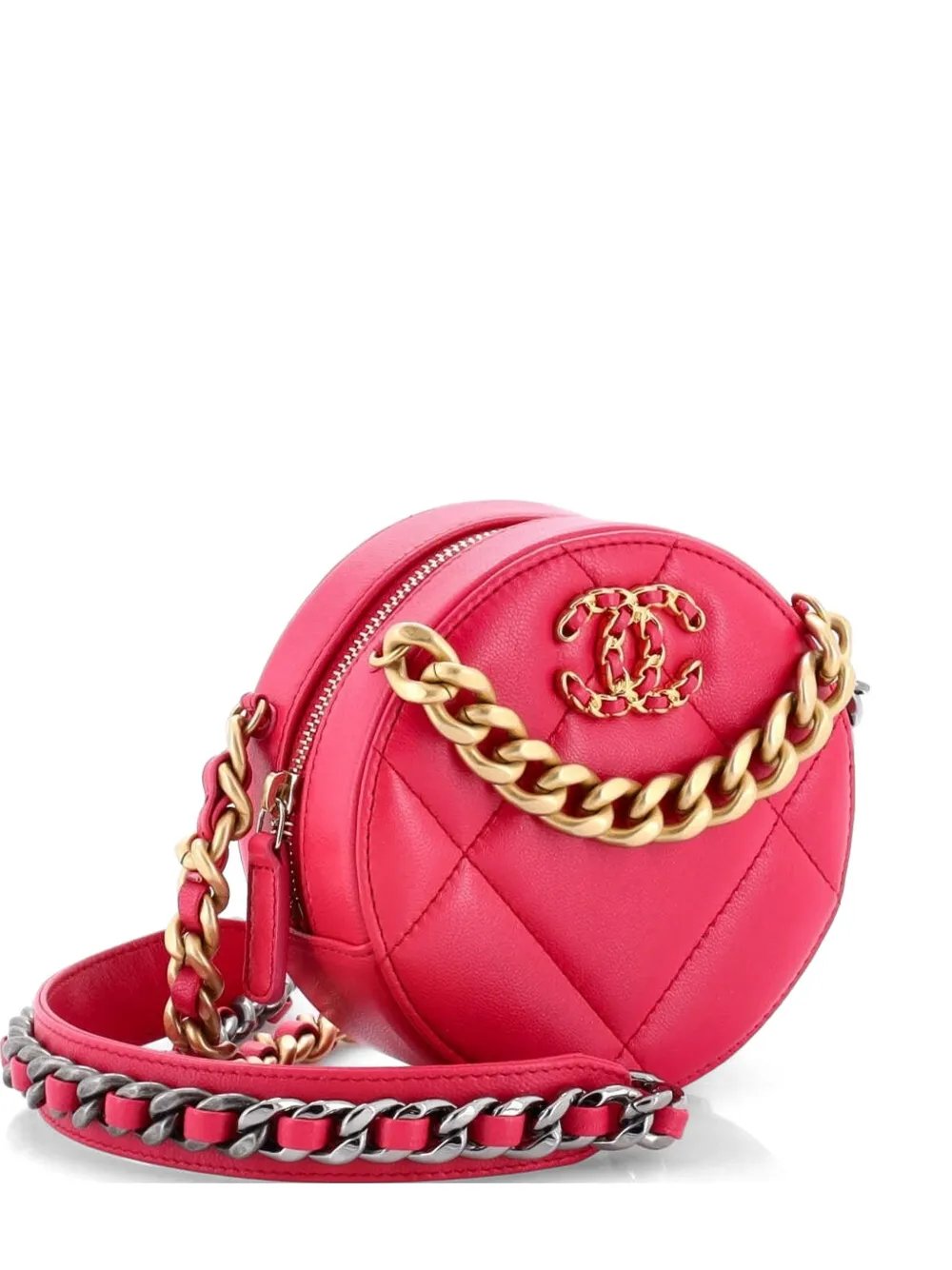 19 Round with Chain Quilted Leather clutch bag