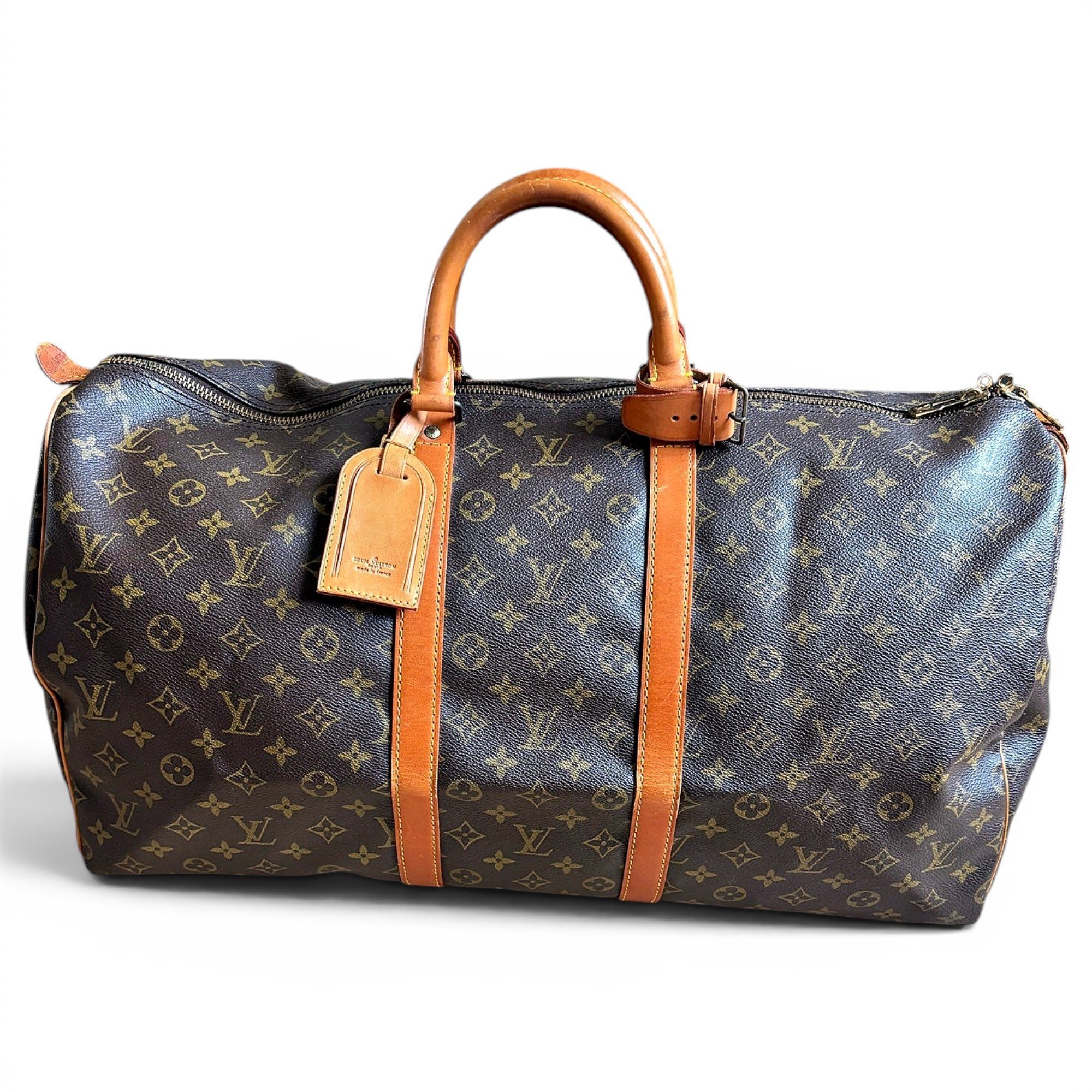 Louis Vuitton Keepall leather travel bag