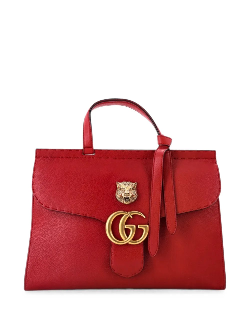 GG Marmont Animalier Top Handle Bag Leather Medium satchel
