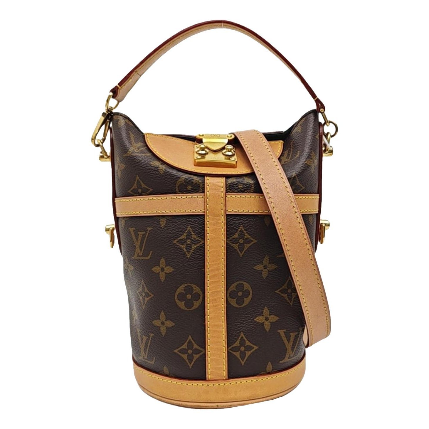 Duffle leather handbag
